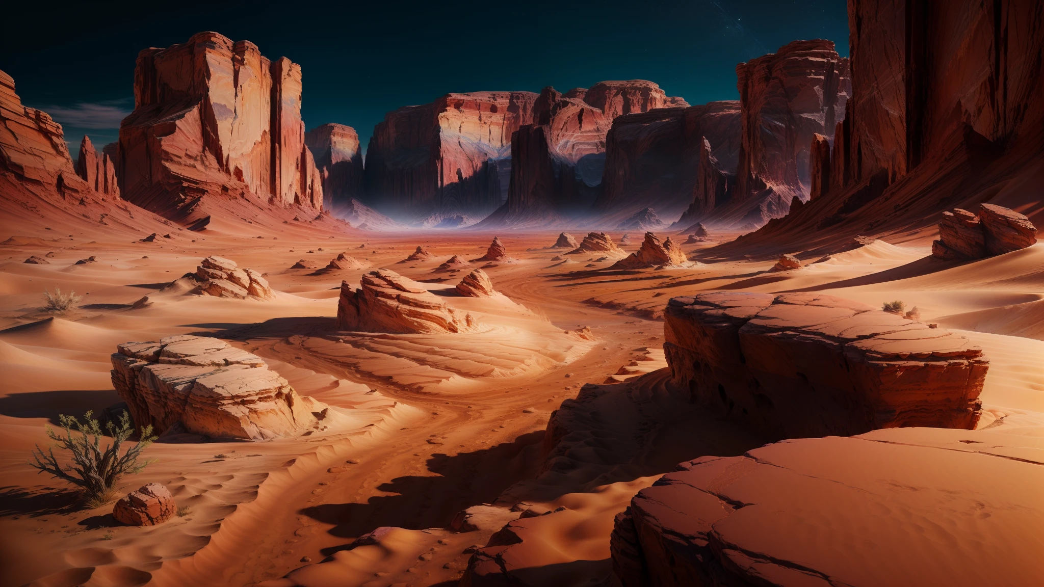 desert, rocky terrain, rocks, canyon, heat, masterpiece, best quality, (extremely detailed CG unity 8k wallpaper), (best quality), (best illustration), (best shadow)