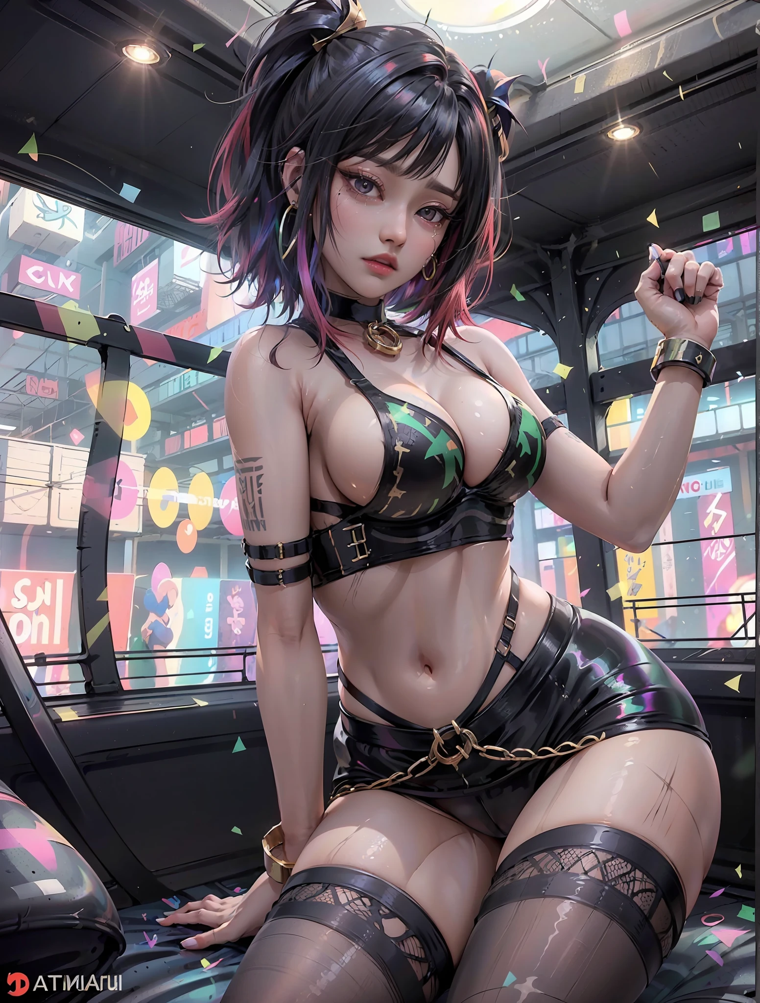 ((Cardi B as Jinx from League of Legends, ta prostitute)), ((in the back seat of a car, breasts pressed together, big breasts, handcuffed, hands out of view, hands behind her back, crying real tears, sad)), hysterical crying, emotional breakdown, (((tight bra, sports bra, sexy, under arrest, erotic, hentai))), seductive, (looking at viewer from the back seat of a vehicle), (interior of a realistic car, ray tracing, octane render), hyperrealism, unreal engine, perfect composition, perfect render, perfect lighting, cinema 4d, 3dcg, 8k vector photography, hyperrealism photography, busty, young, teengh resolution perfect body perfect face perfect hands perfect fingers perfect breasts 8k, (((micro bikini, all black schoolgirl uniform, camel toe, breasts swinging freely))), ((green eyes, half Asian half Spanish, mixed girl, fit,)) tight sports bra (((super thick, small waist, short red hair with bangs and highlights,))) emerald eyes, beautiful eyes, captivating, alluring, lolita hornaments, realistic lighting, realistic environment, detailed outfit, realistic facial features, ((perfect angle, perfect pose, focus on face camel toe and breasts))
