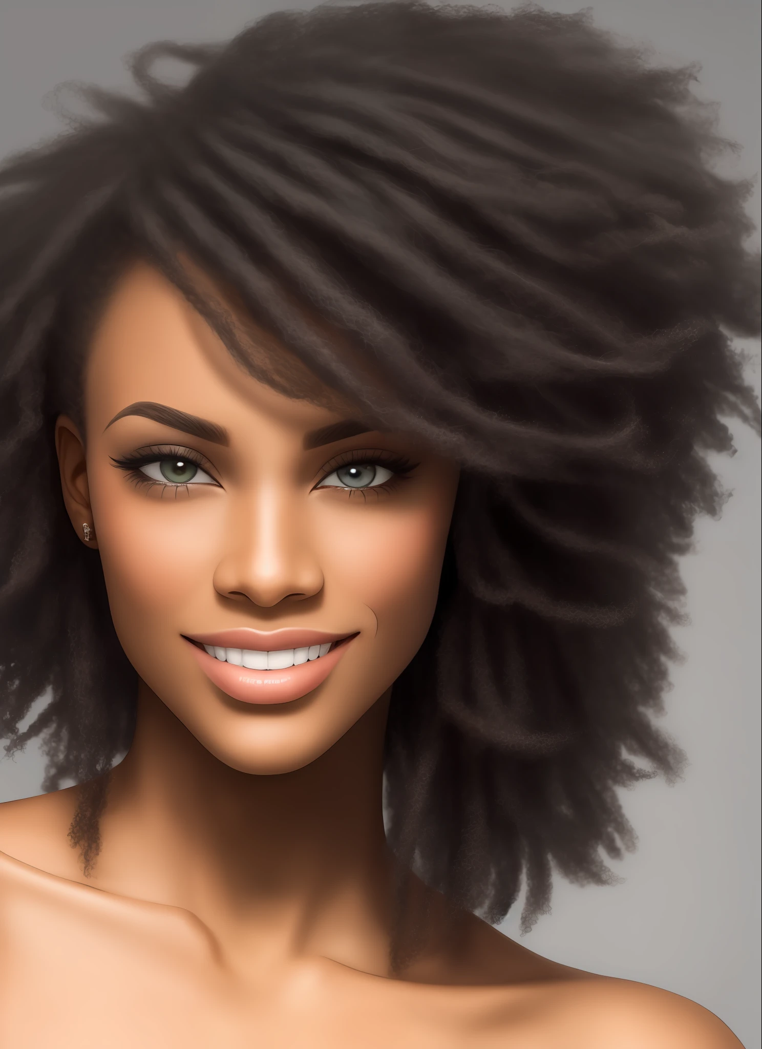 mulhercom preto posando para uma foto, Retrato bonito, beautiful city black woman only, retrato de alta qualidade, com cabelo liso, sorriso bonito, Realismo, beautiful features, Gorgeous features, Cabelos Longos, Rostos lindos, rostos bonitos, preto, cabelos alisados, meninas bonitas, extremamente bonito, com cabelo e pele texturizados, medium-length portrait