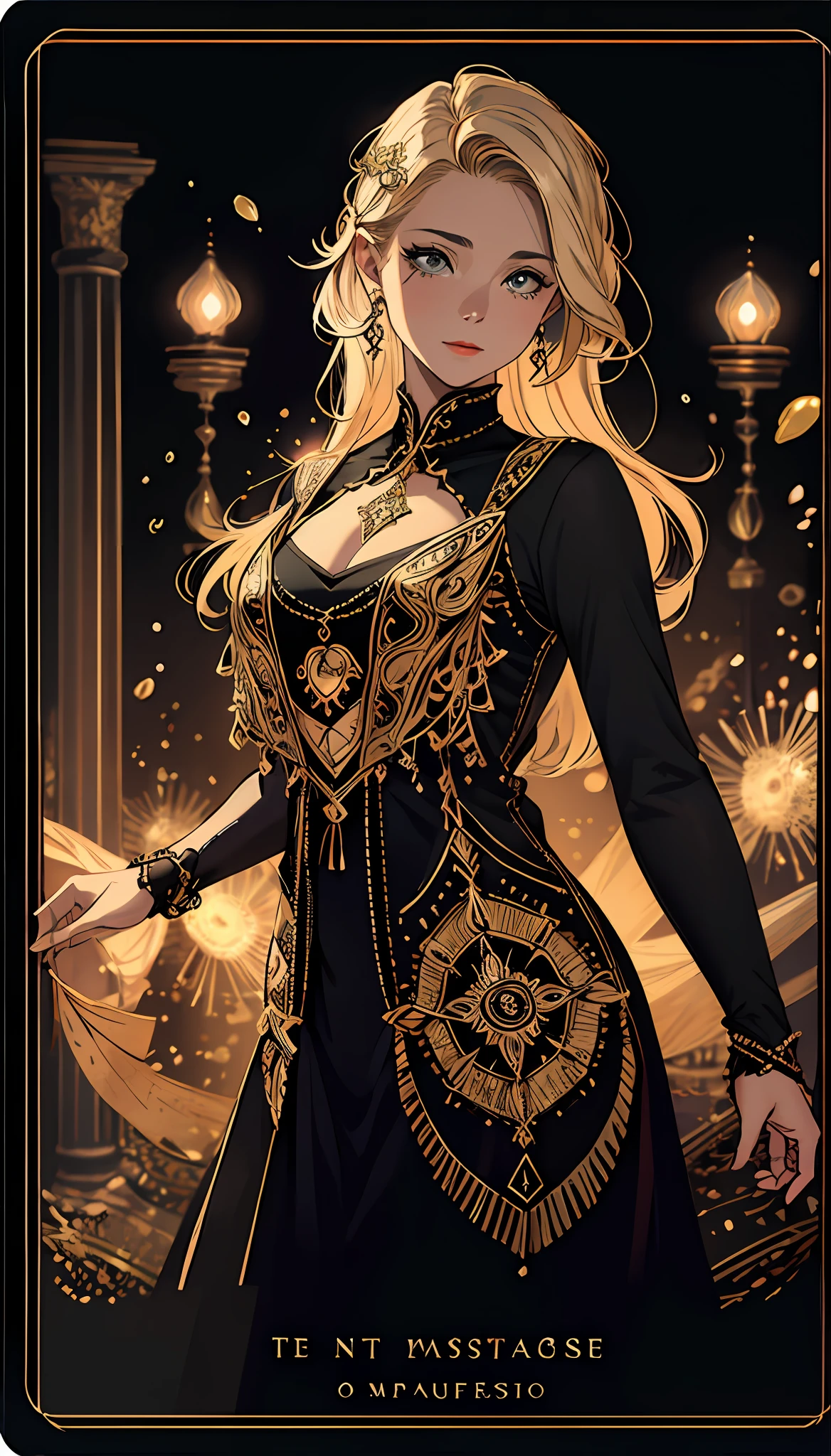 realistic, (best quality, masterpiece:1.3), golden magnolia ,soul card, line, light particles, intricate, detailed, ornate,