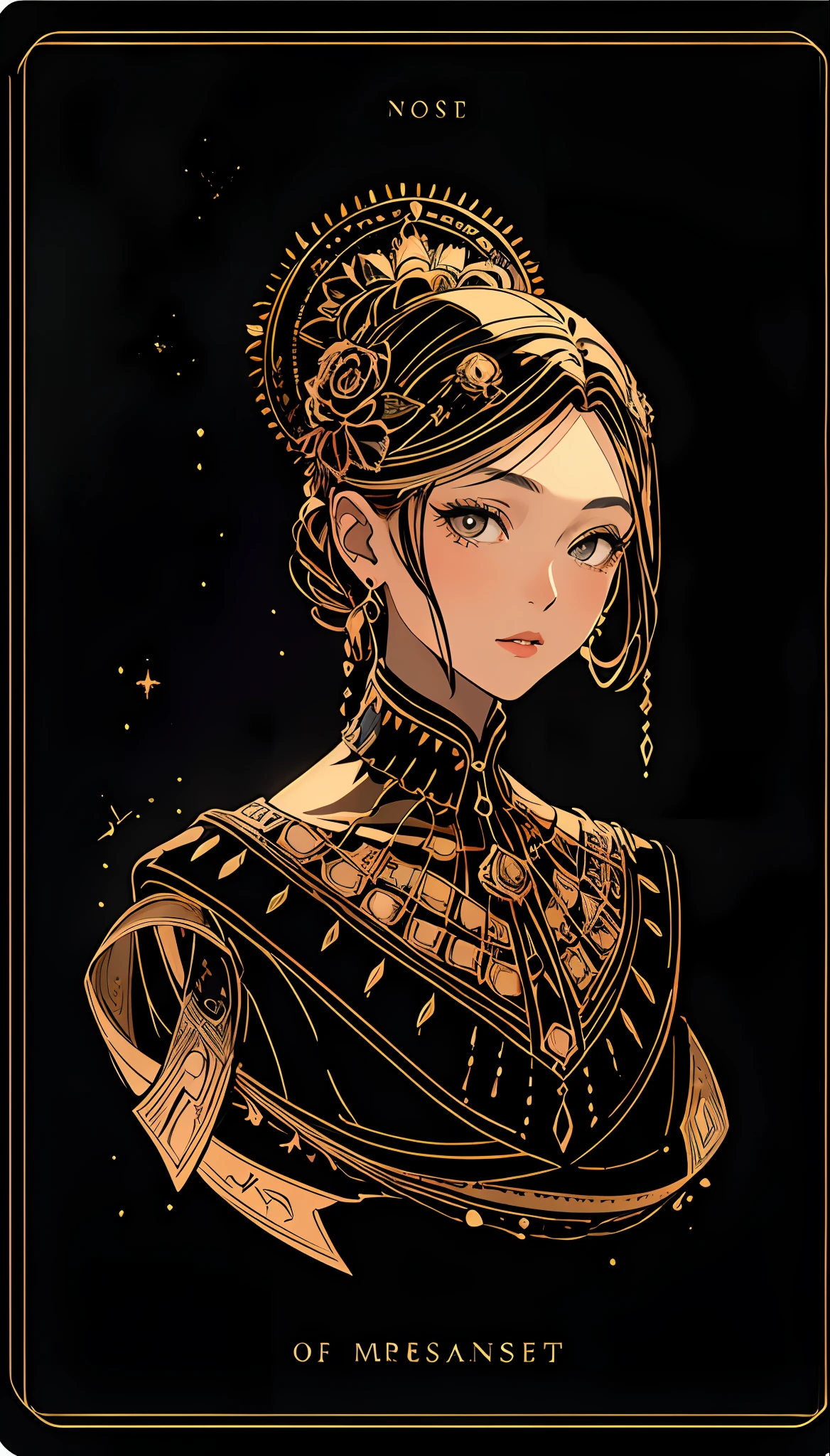 realistic, (best quality, masterpiece:1.3), golden rose ,soul card, line, light particles,