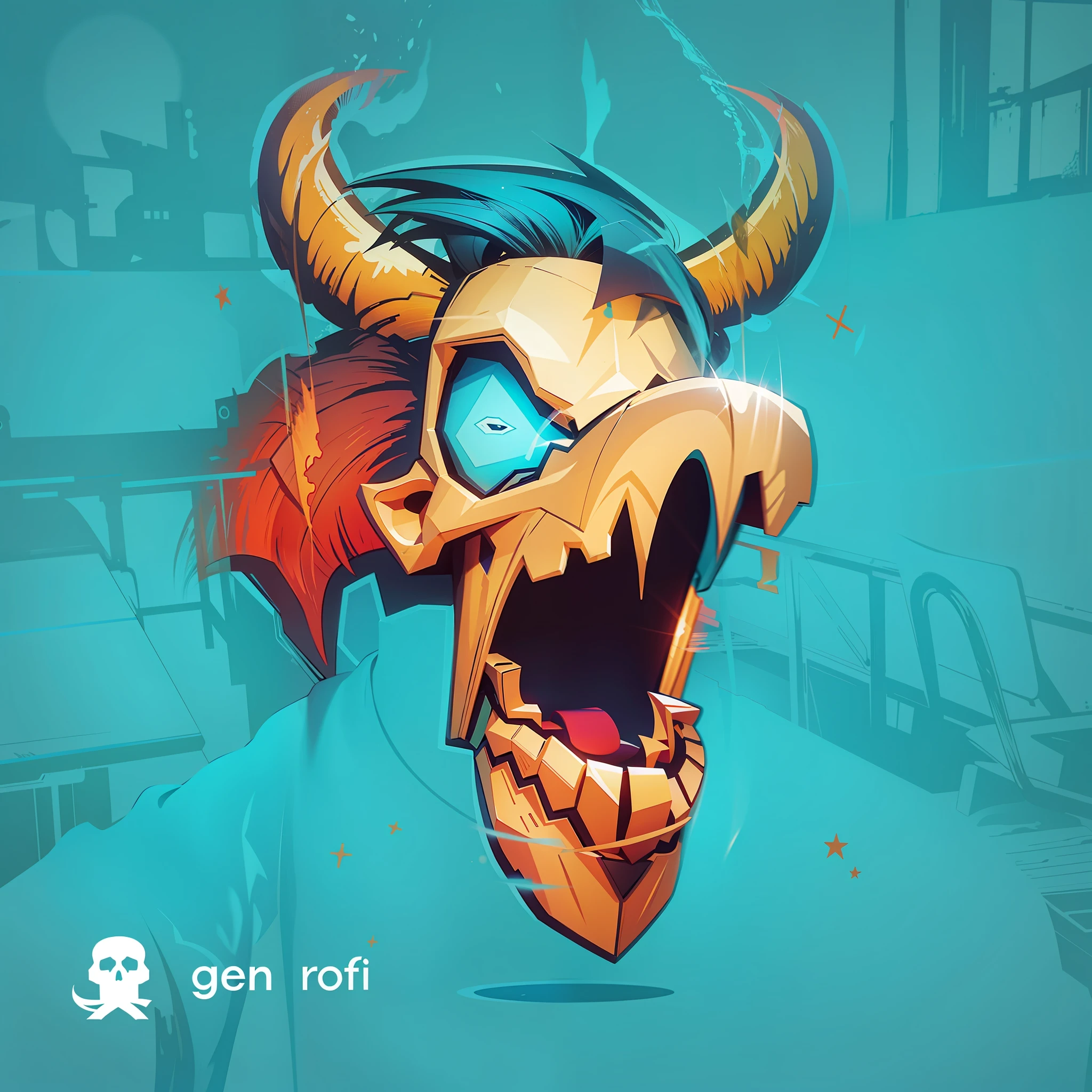 winged horse god skull