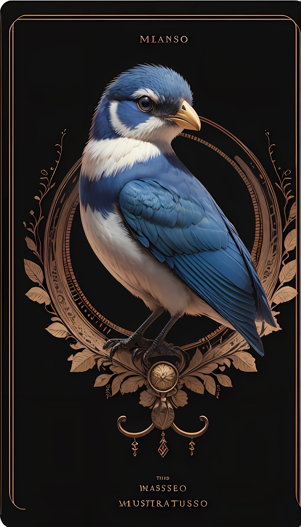 realistic, (best quality, masterpiece:1.3),soul card, line, blue bird ,