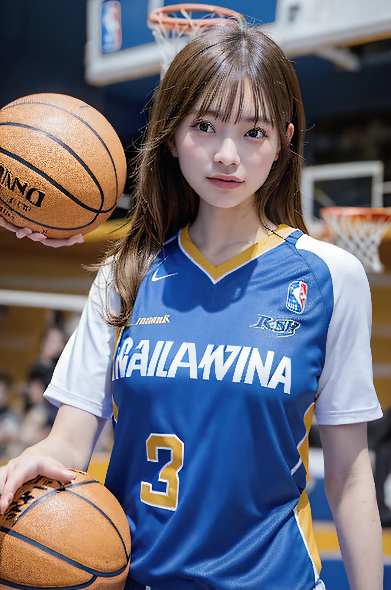 À la Fed woman in basketball jersey, shot with Nikon Z9, shot with Canon EOS R 6, Jaeyeon Nam, shot with Canon EOS R 5, shot with Canon EOS R5, shot with Sony A 7 III, wearing volleyball jersey, wearing NBA jersey, wearing 8K alto germ bokeh
