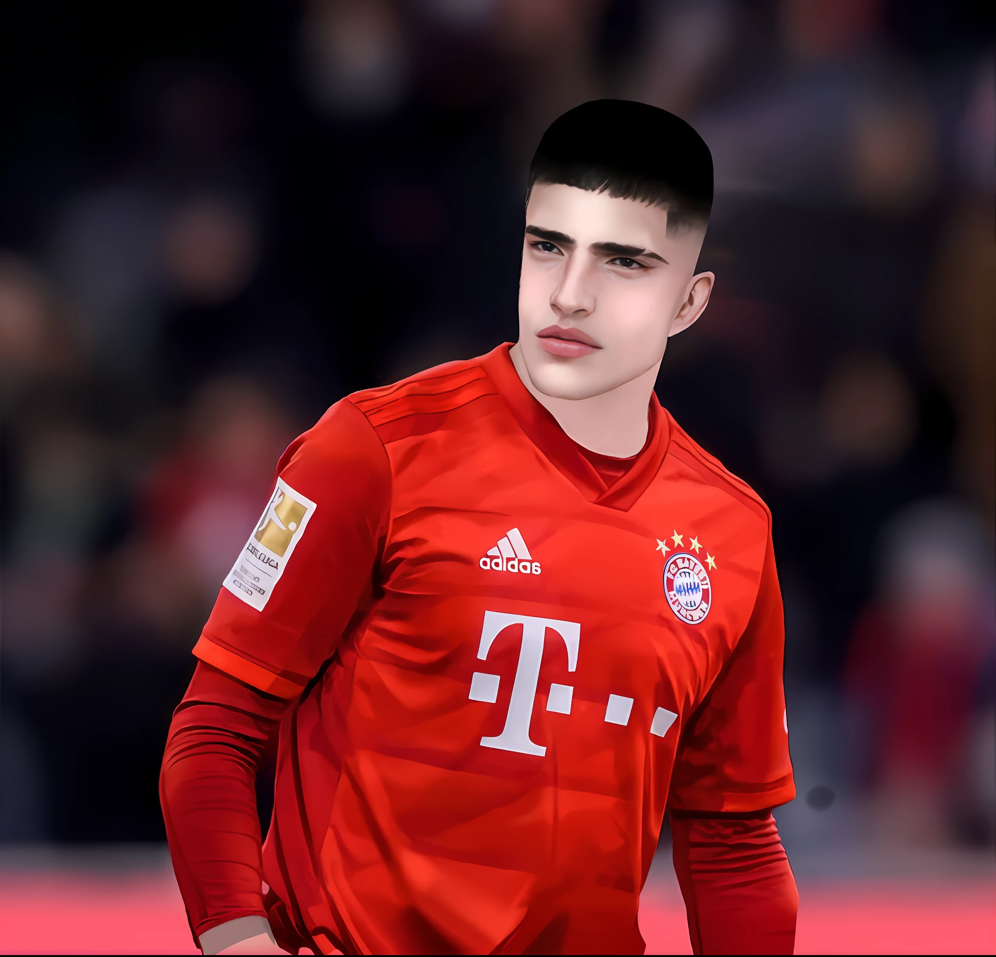 arafed soccer player in red jersey and black hat standing on field, inspirado por Ion Andreescu, inspirado em Ferenc Joachim, 🚿🗝📝, olhar severo, 8k portrait render, Memes, arte digital. @mariomaniacdude, Stefan Koidl, Anton, inspired by Juraj Julije Klović, official fan art