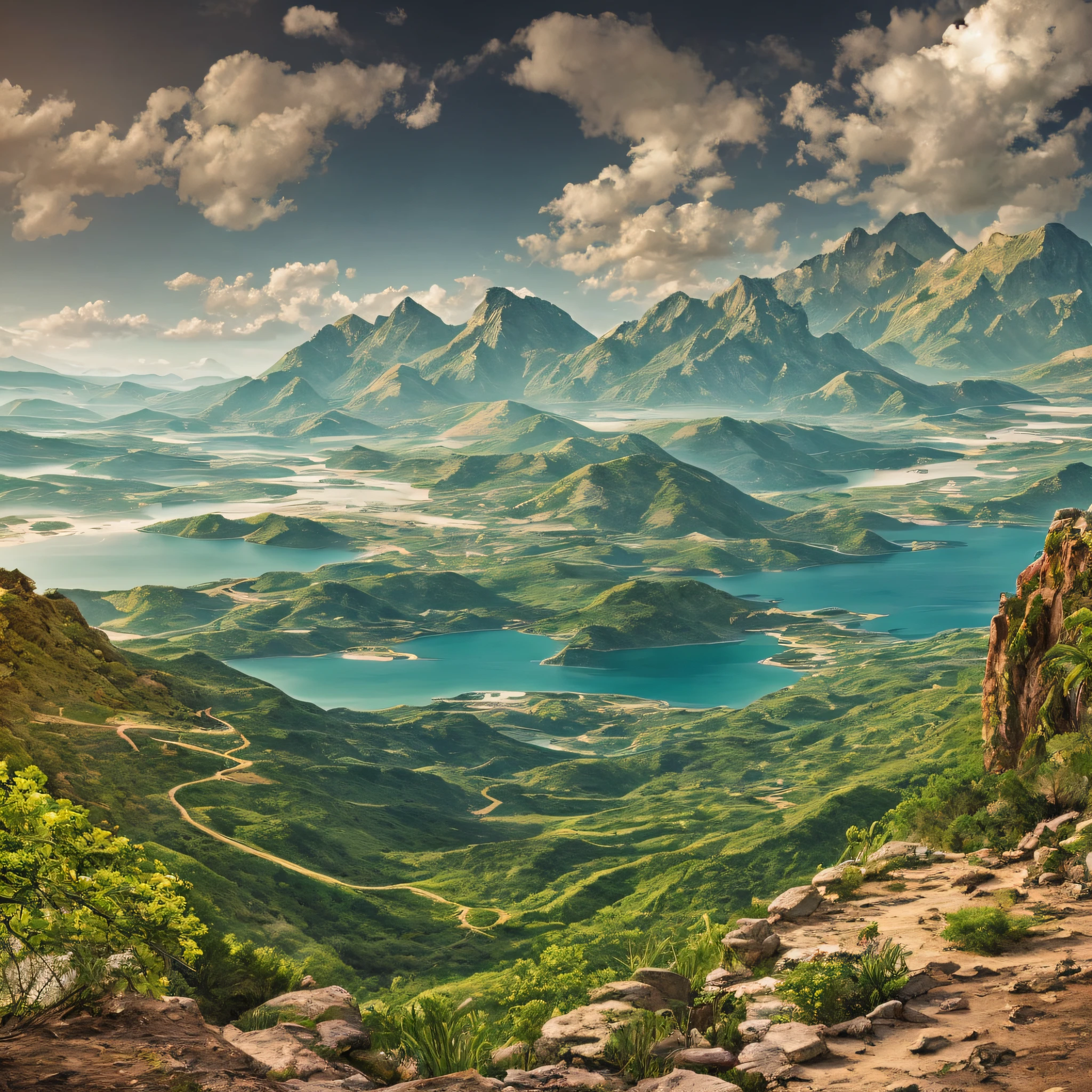 escada infinita, surrealista, Paradisiacal scenery