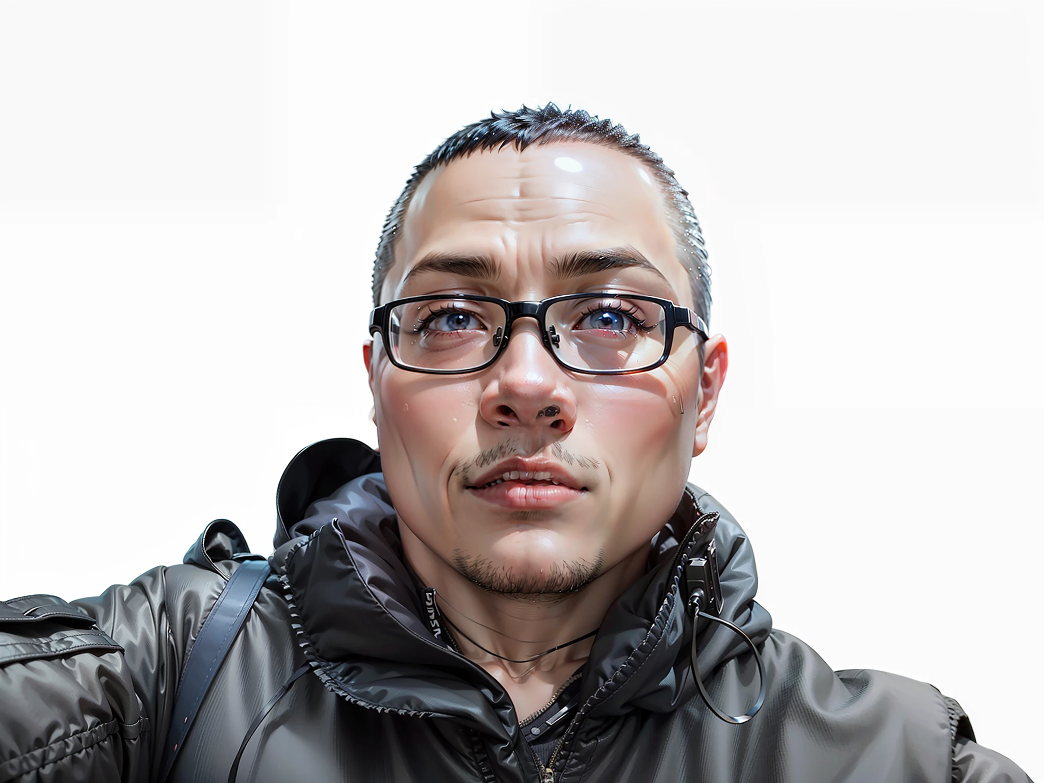 (Masterpiece), (Best Quality: 1.0), (Ultra High Resolution: 1.0), Detailed Illustration, 8K, 1Boy, Anime Boy, Chubby, Fat, Blue Suit Wearing, Smile, Detailed Face, Asian Face, Japanese, Oriental Face, Perfect Face, Anime Eyes, Detailed Eyes, Black Frame Glasses, Black Eyes, Glare, Detailed Hair, Short Black Hair, Hair Highlights, Very Detailed, Anime Style, Soft Light