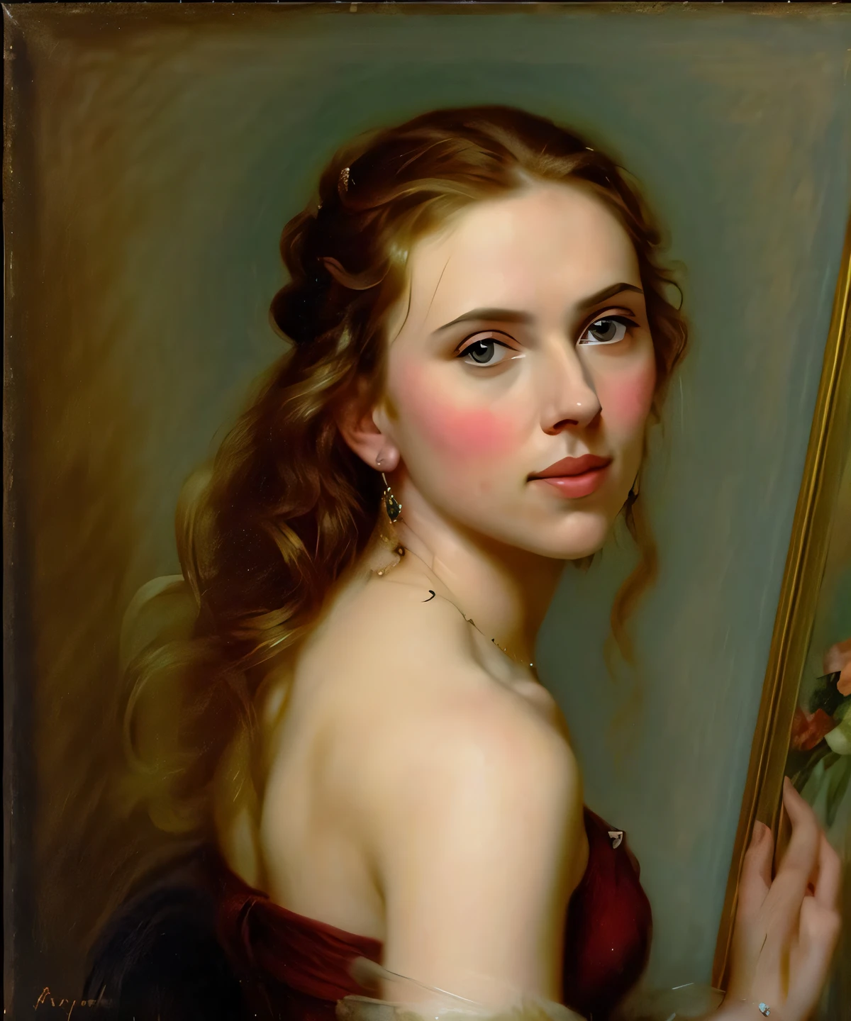 portrait of scarlett,beautiful, oil on canvas, romanticism