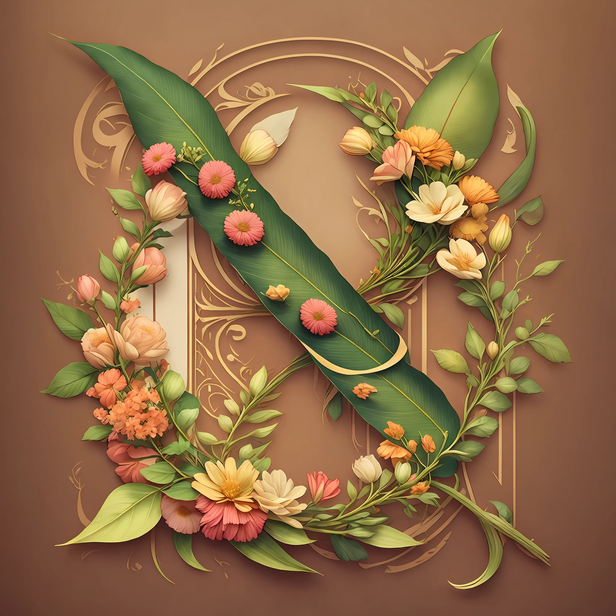 Typographical logo, floral, letter” A”, serif typeface --auto --s2