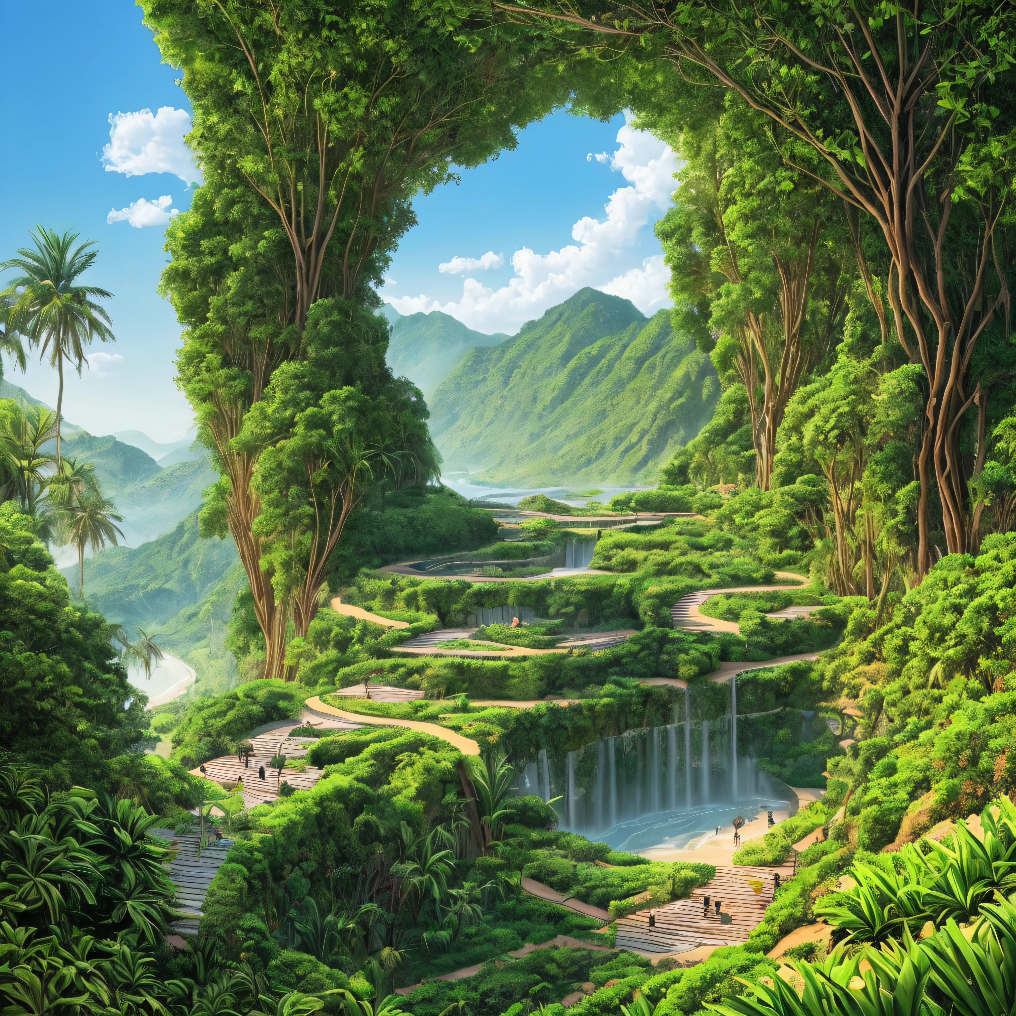 escada infinita, Paradisiacal scenery, imagem extremamente realista