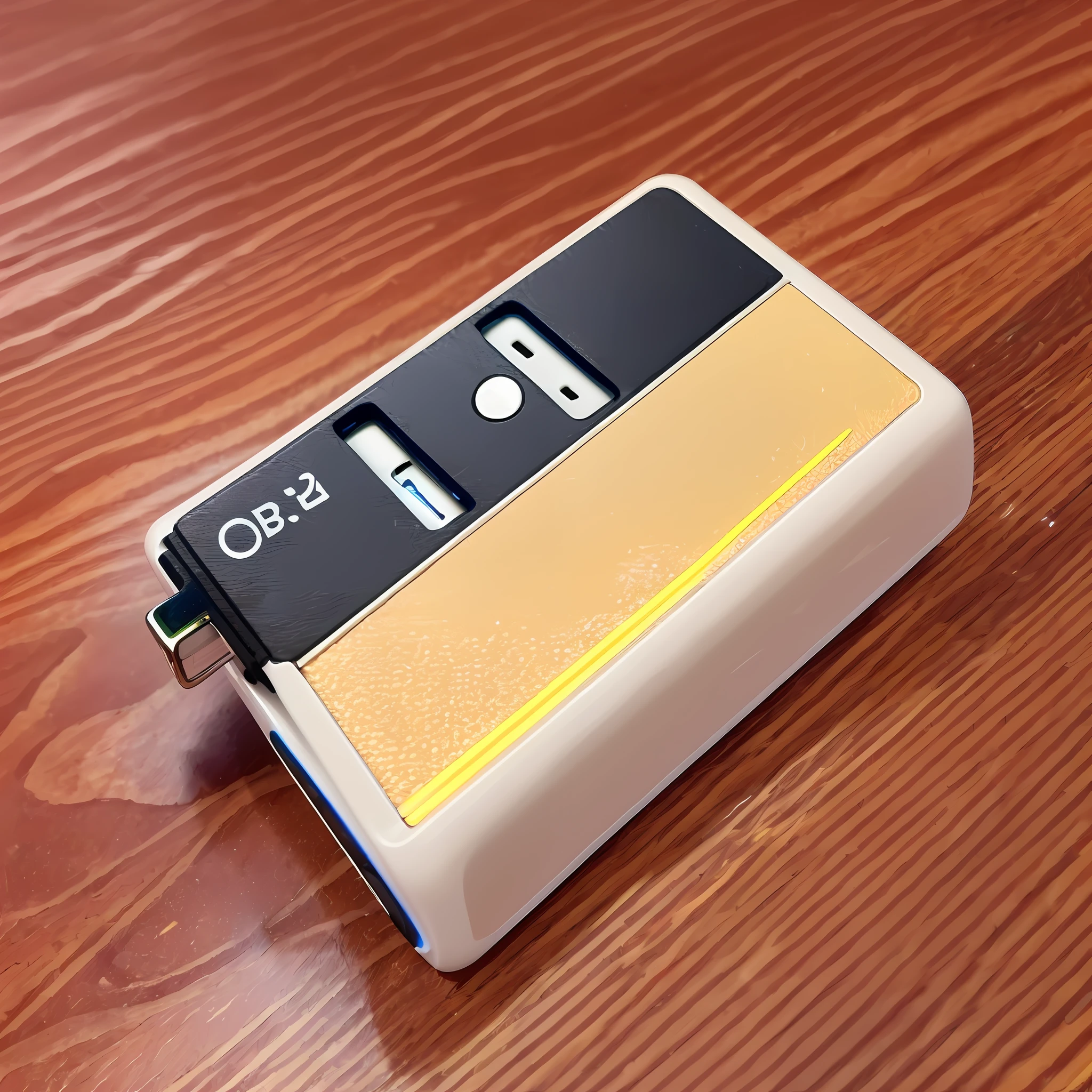 There is only one USB stick on the table,Do not appear any text symbols on the surface of the USB disk,A little decoration on the table,Give this USB stick a close-up,Overall bright style。