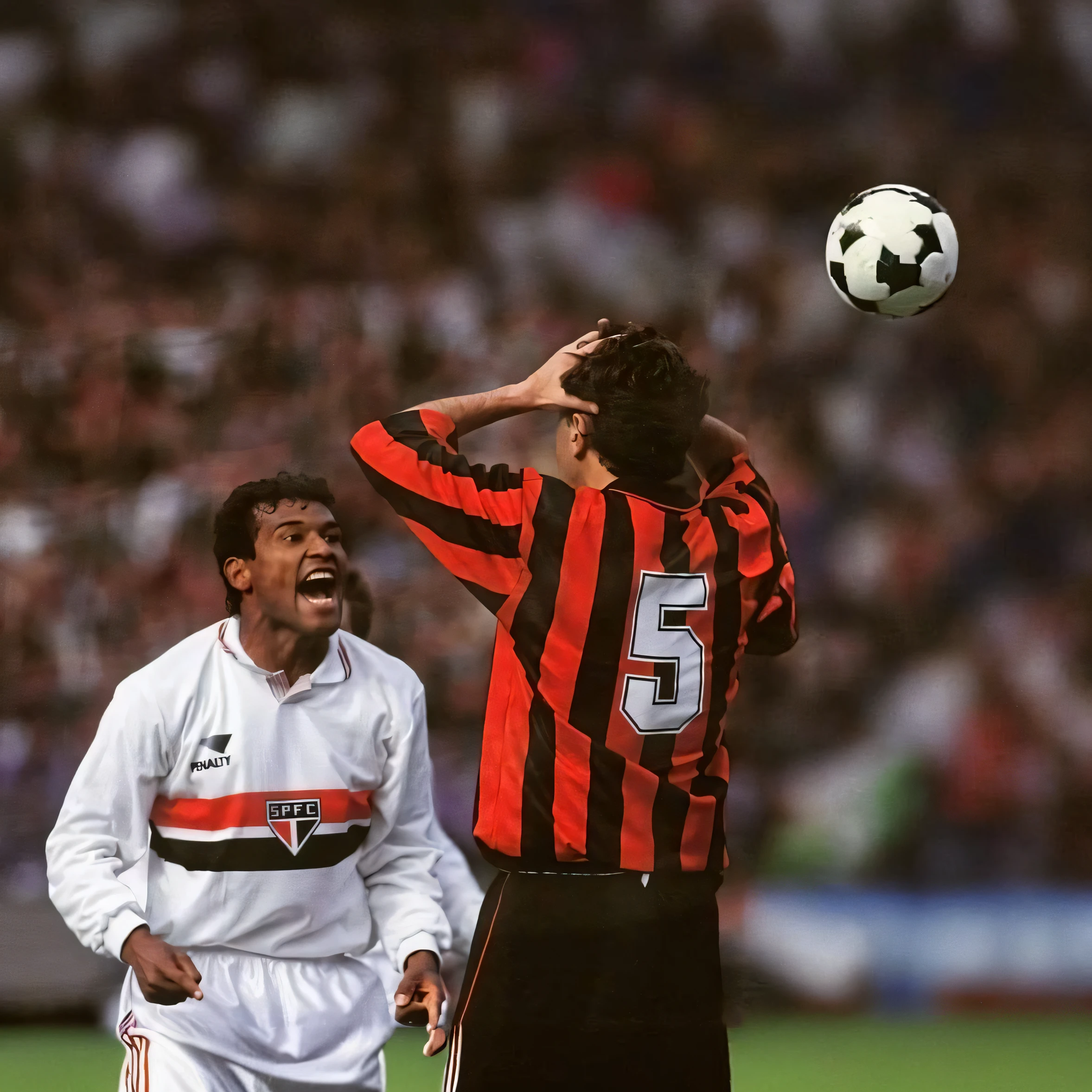 there are two men that are standing on a soccer field, Ronaldo Phenomenon, Ronaldo Nazario Fenomeno, Directed by: Arnold Bronckhorst, Ronaldo Luis Nazario da Lima, Ronaldo brasileiro, Directed by: Enrico Baj, julio lacerda, Ronaldo Luis Nazario de Lima, 1995, 1 9 9 5, 1 9 9 6