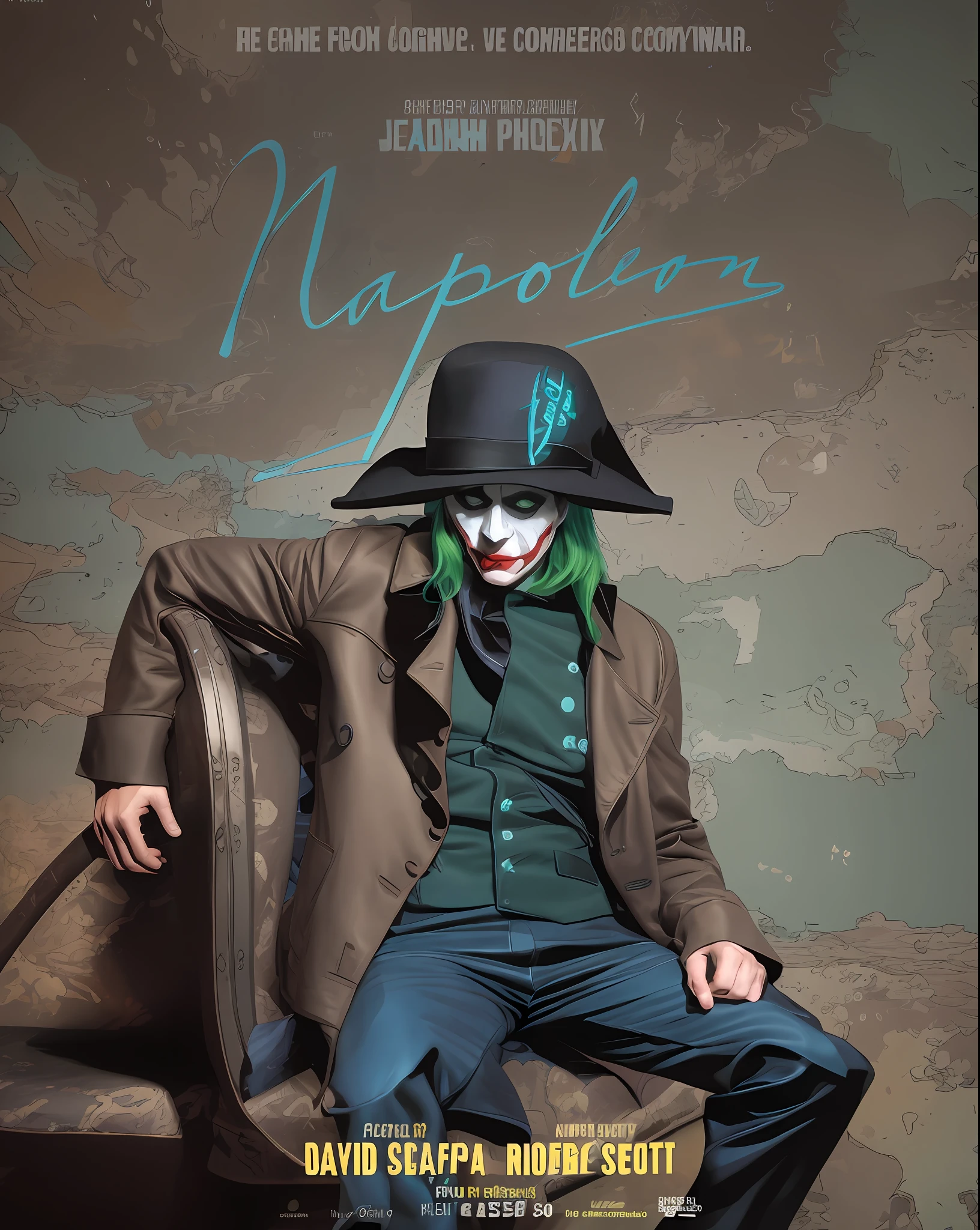 ((Vector)), (((Comics style))), A Joker\(Joker 2019\), green hair, evil smile, epic, realistic, faded, neutral colors, ((((hdr)))), ((((muted colors)))), intricate scene, artstation, hyperdetailed, cinematic shot, warm lights, dramatic light, intricate details, vignette, complex background, [[teal and orange]], slate gray atmosphere, hyperdetailed, (closeup:0.9), ((Vector)), ((Comics style)),