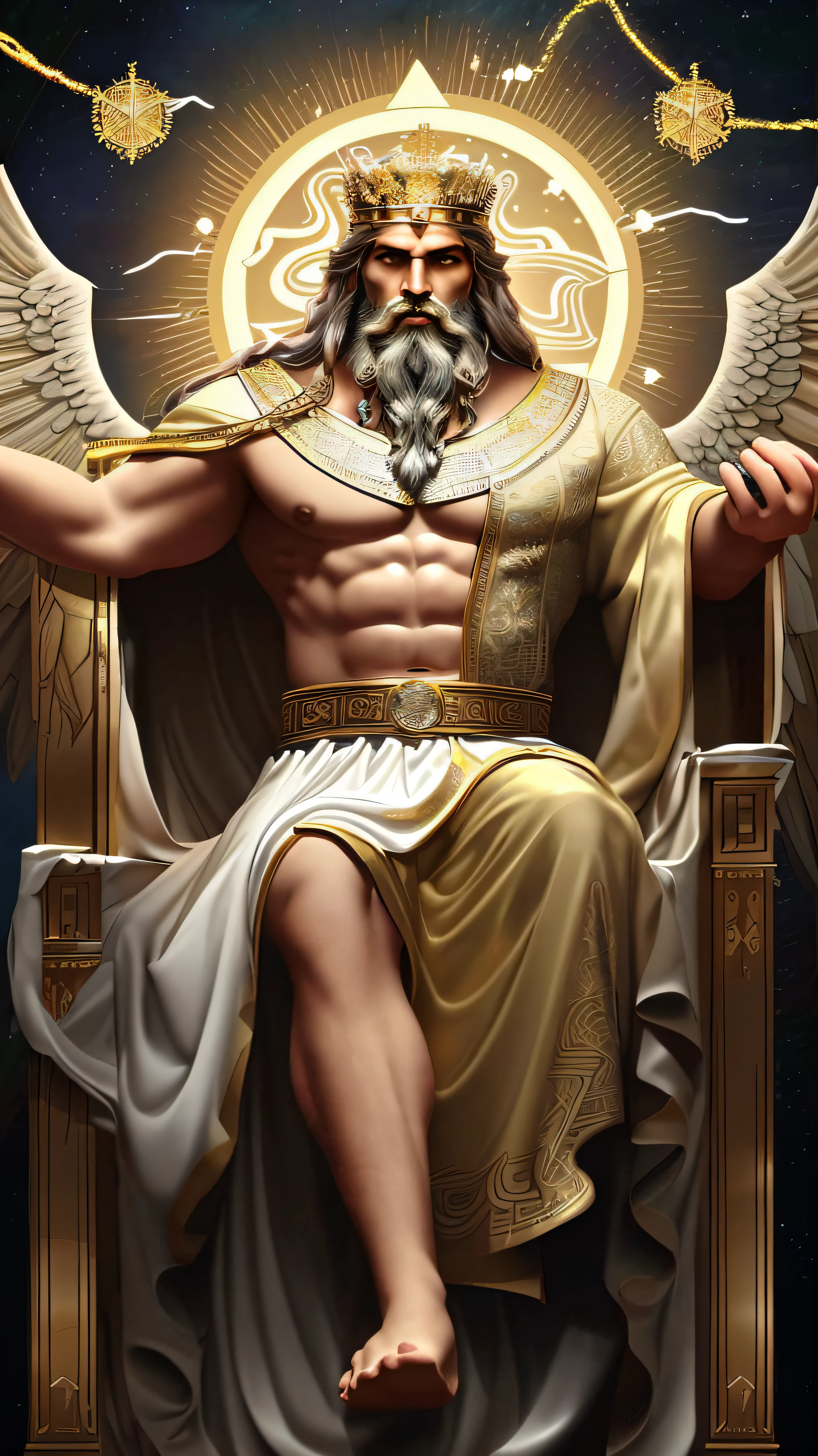 god sitting on a throne above the clouds, cloud