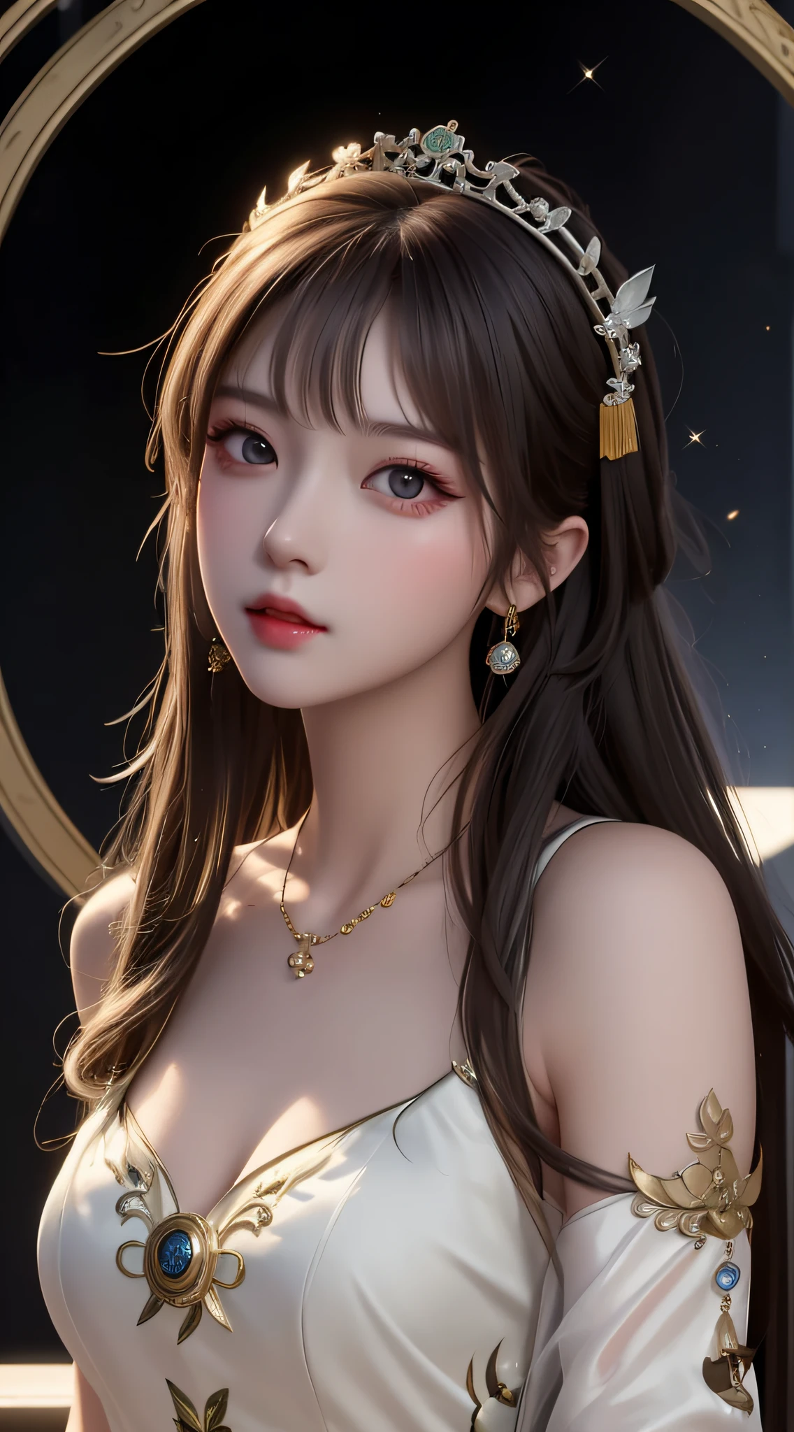 a close up of a woman wearing a dress and a crown, trending on cgstation, trending at cgstation, Urzan, gorgeous chinese model, Inspired by Huang Ji, xision wu, Ethereal beauty, yanjun cheng, beautiful portrait image, xintong chen, a beautiful anime portrait, shaxi, portrait knights of zodiac girl, IG model | Art germ