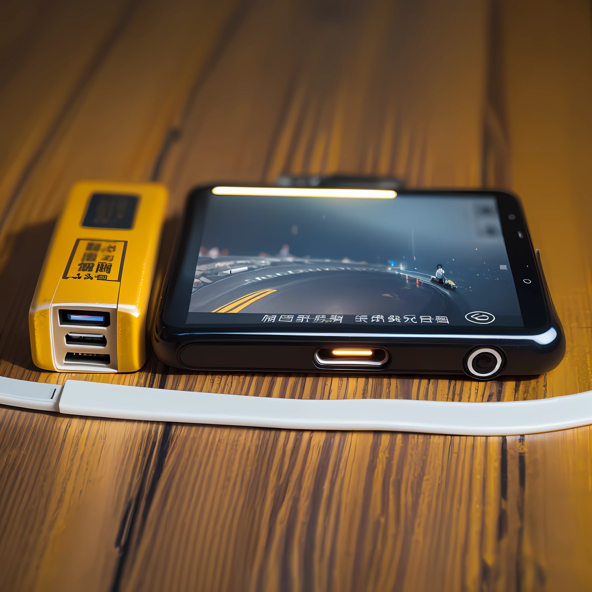 There is only one close-up USB stick on the table，A little decoration on the table，Not too much。Overall bright style。