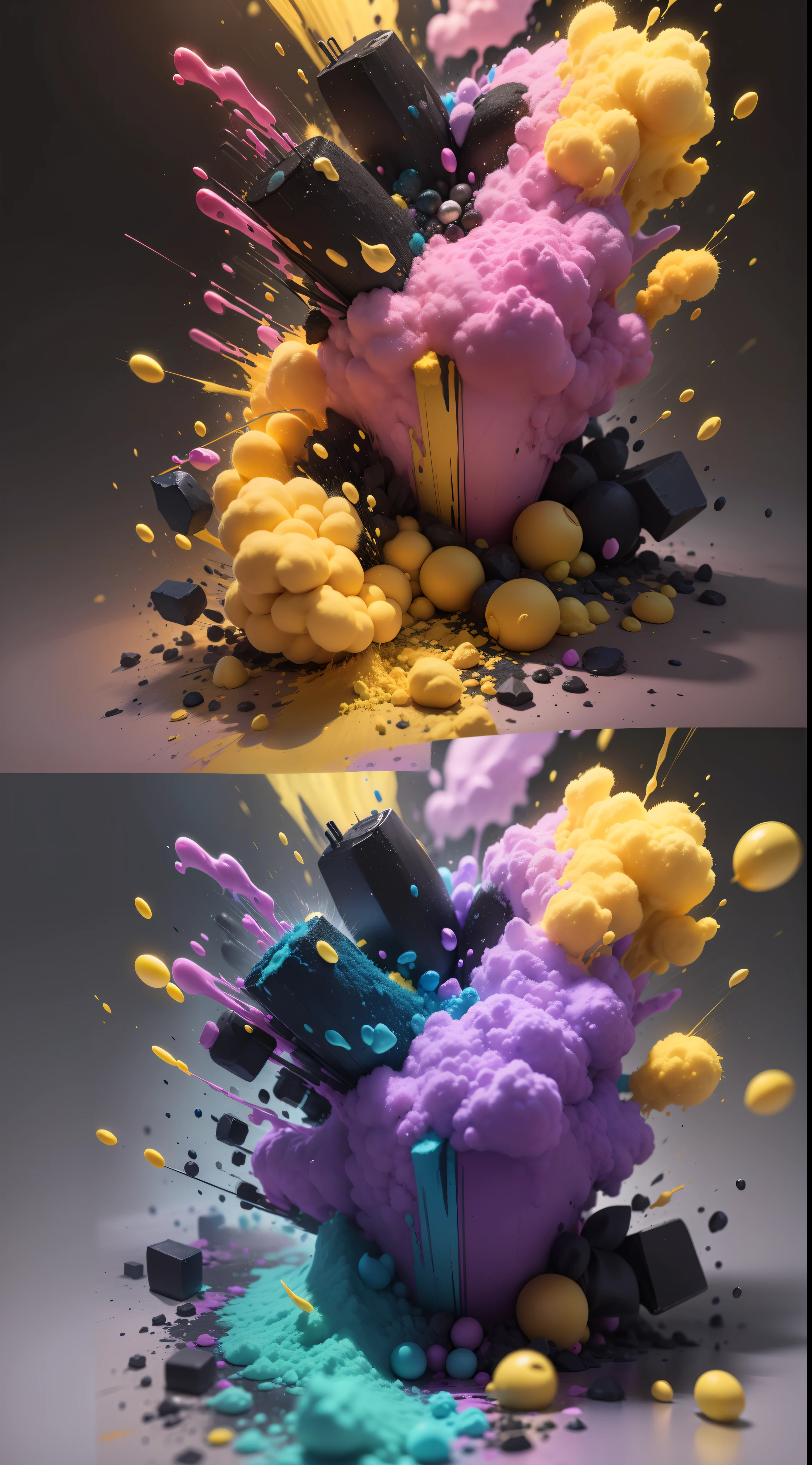 Color powder blasted,colorful powder,powder,neon,powder,high resolution, high quality,dark backgrounds