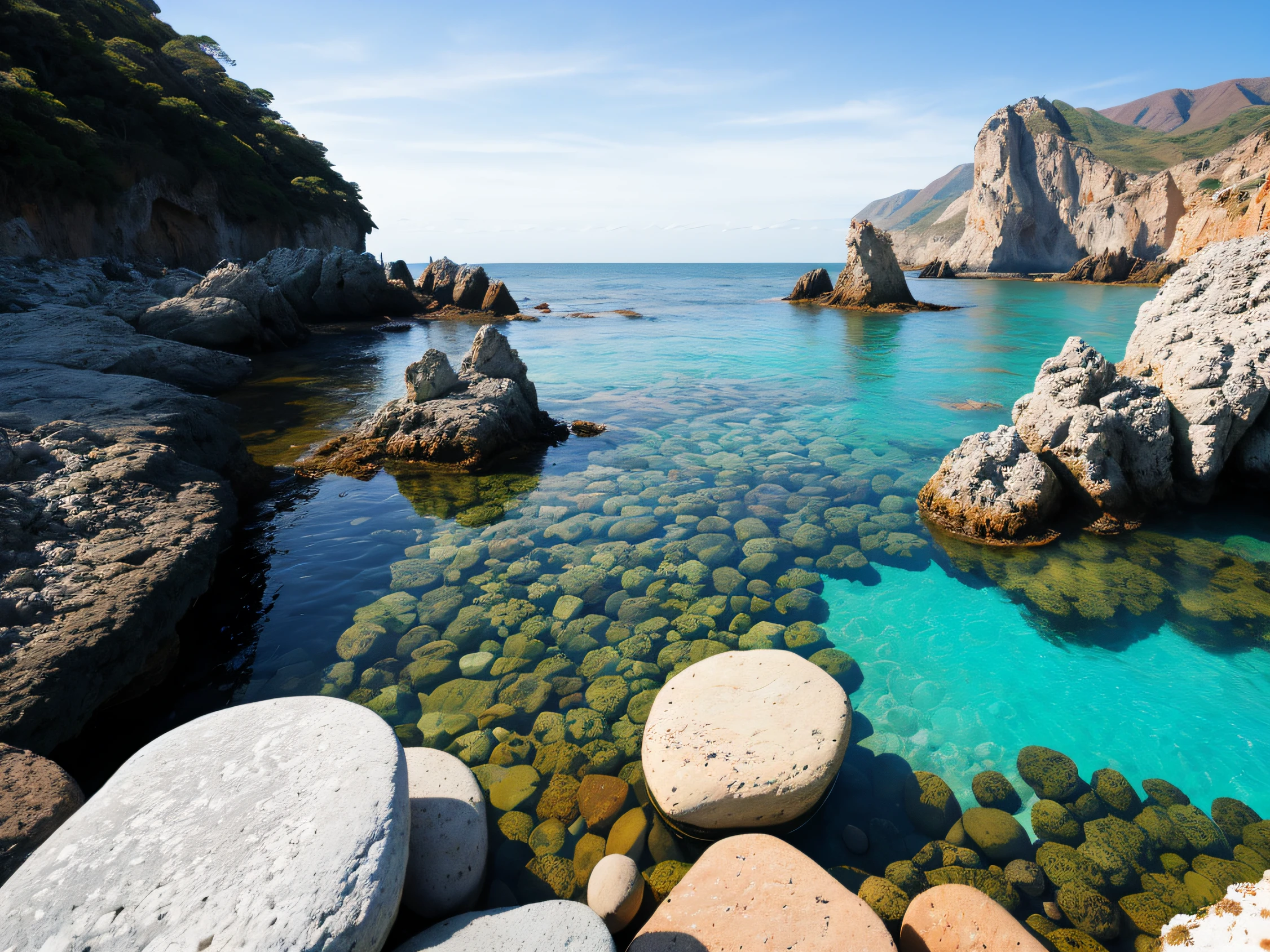 Paisaje de mar con rocas y acantilados