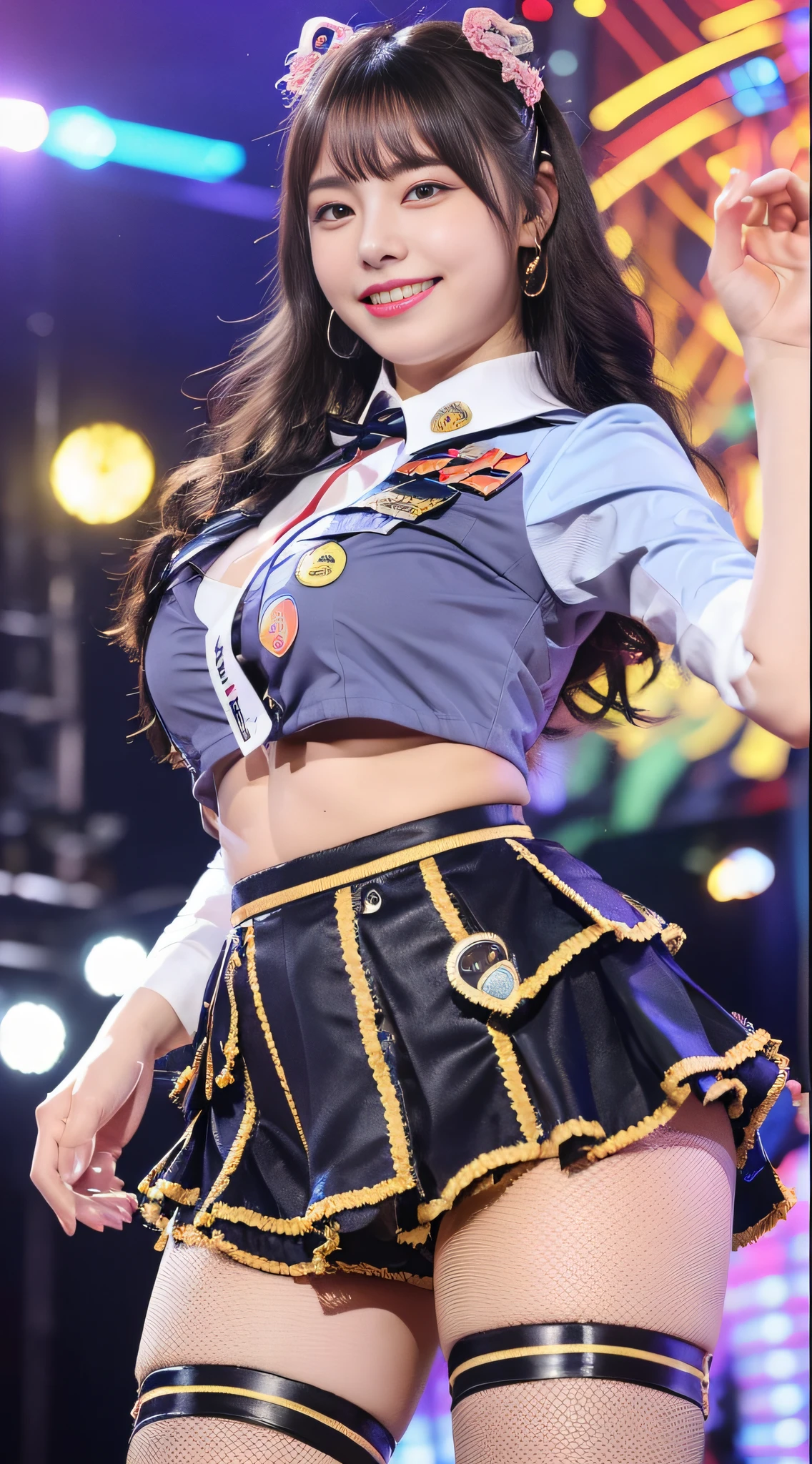 Sorrisos、Perfect girl body、Big Body Set((K-pop Idol))(Heart)((You're on stage(Live Action))Angle from below:Low angle、badge、nametag、ribbons、Mole、camel's toes、(miniskirts)pantiy、Lower breast、Super huge
