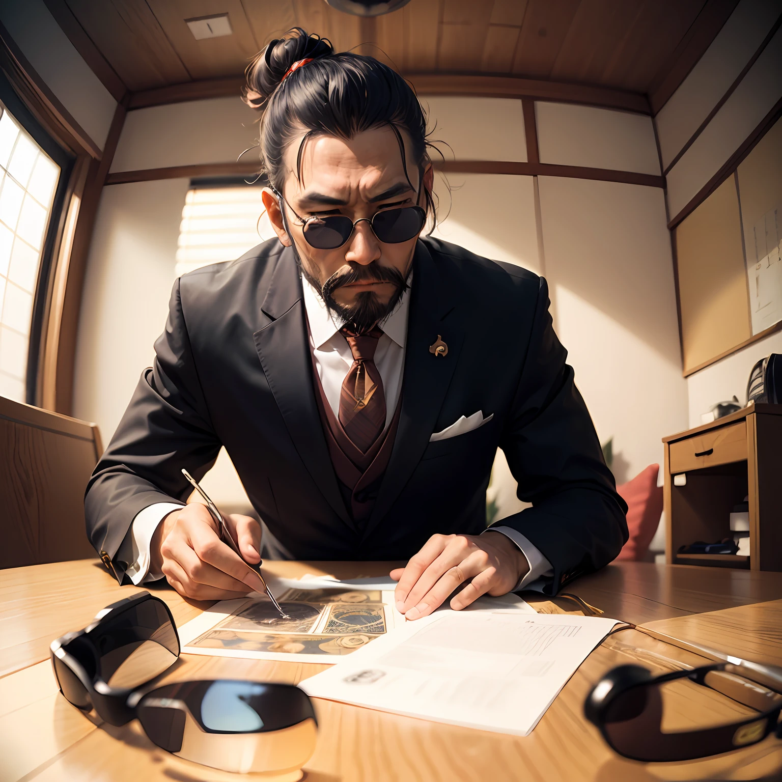 Japanese people、sun glasses、Blackbeard、Wearing a suit、Tarot fortune teller、 --auto