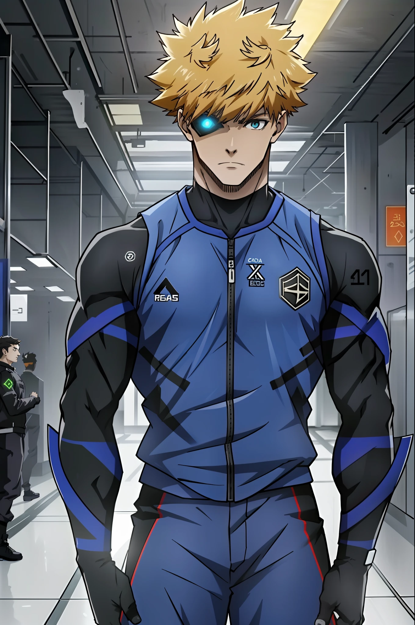 Rensuke Kunigami, 1boy, Foco masculino , somente, cabelo laranja, (olhos alaranjados::1.3), cabelos curtos, cabelo espetado, musculoso masculino , fcollarbone, (Masterpiece:1.4, melhor qualidade:1.4), Epic lighting , Detalhes altos ,absurdos, (tema cyberpunk, epic scenery, megacidade luz noturna, Luzes, Noite), (megacidade em segundo plano, extremely wide view, Carros), (Aerial view), (ray tracing), (raytraced reflections, raytraced shadows, RTX global illumination), ((futuristic clothing:1.3)), (Rosto detalhado, olhos realistas), (nice hands, perfect hands), (imagem real, detalhes intrincados)