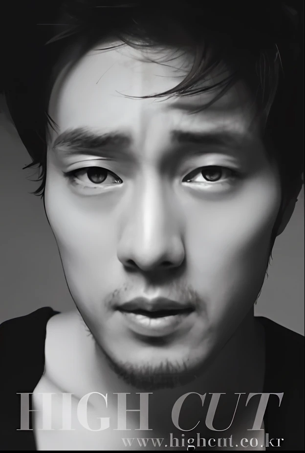 a black and white photo of a man with a serious look, Joon Ahn, Paulo Kwon, Sangsoo Jeong, Kim Siwoo, Sun-Hyuk Kim, Seseon Yoon, Kim Jung Gi, Kim Jin, Shin Jeongho, inspirado em Joong Keun Lee, Jung Gi Kim, Hyung Tae Kim, TaeJune Kim, Hyung-ter. Fazer pintura estilo Brian Viveros