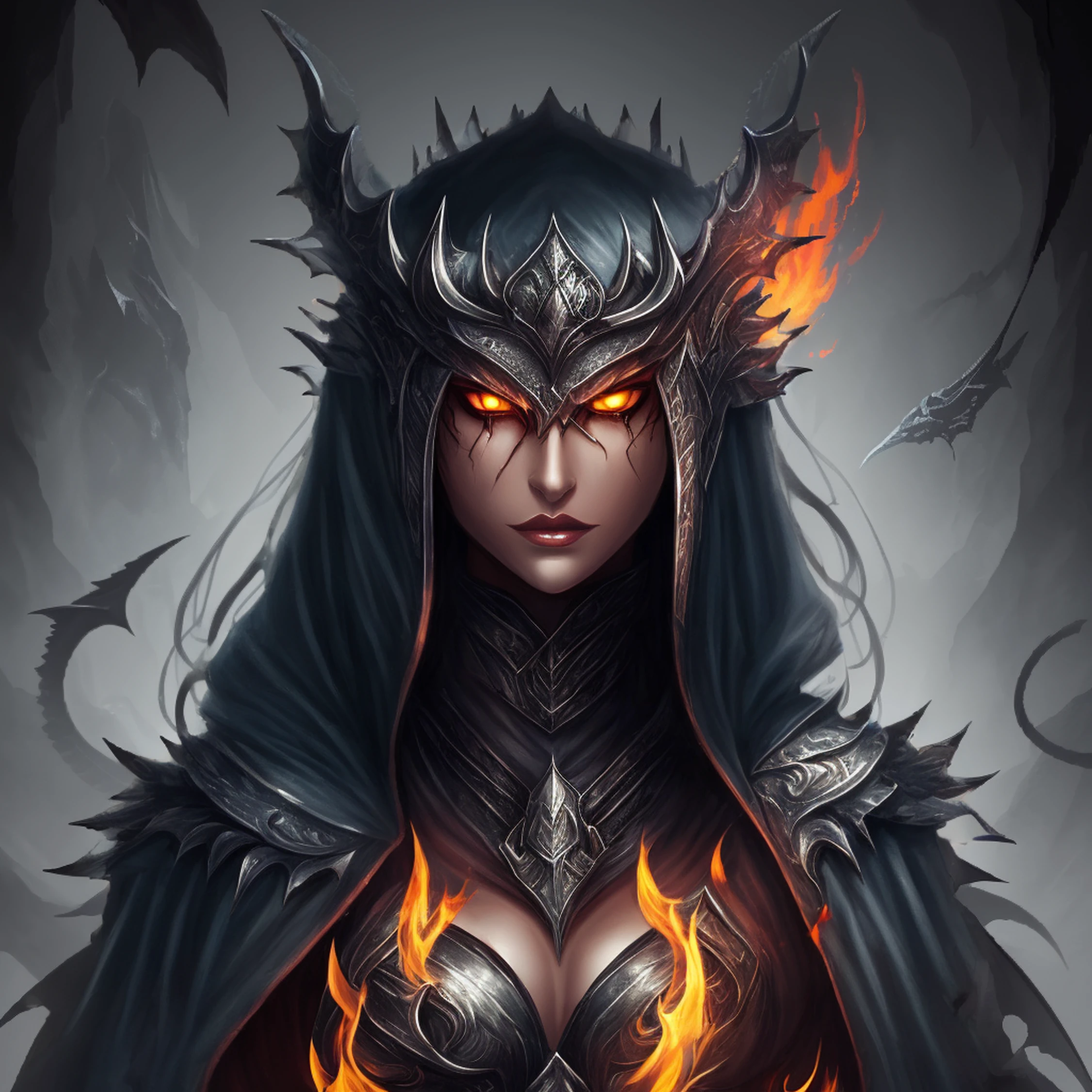 gorgeous evil goddess, lewd, hellfire, imperial, beautiful, masterpice