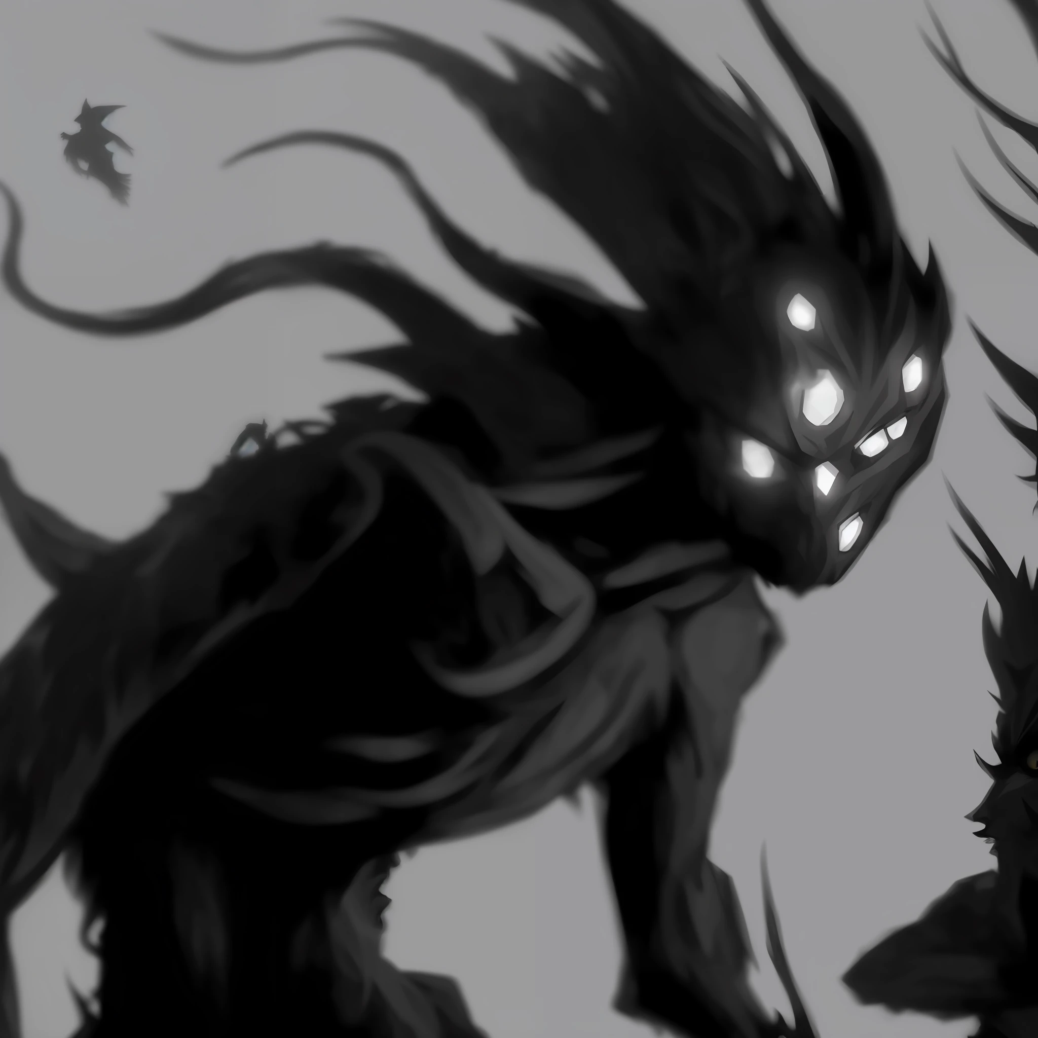 a close up of a person with a bird on a branch, shadowcreature, shadowy and eerie character, dark high-contrast concept art, chtulhu, dark entities, shadowy creatures, humanoid creature, penumbral shadowcreature, mysterious creature, Sinister creature, Hiding in the details, spirit fantasy concept art, monster concept art, demon soul concept art