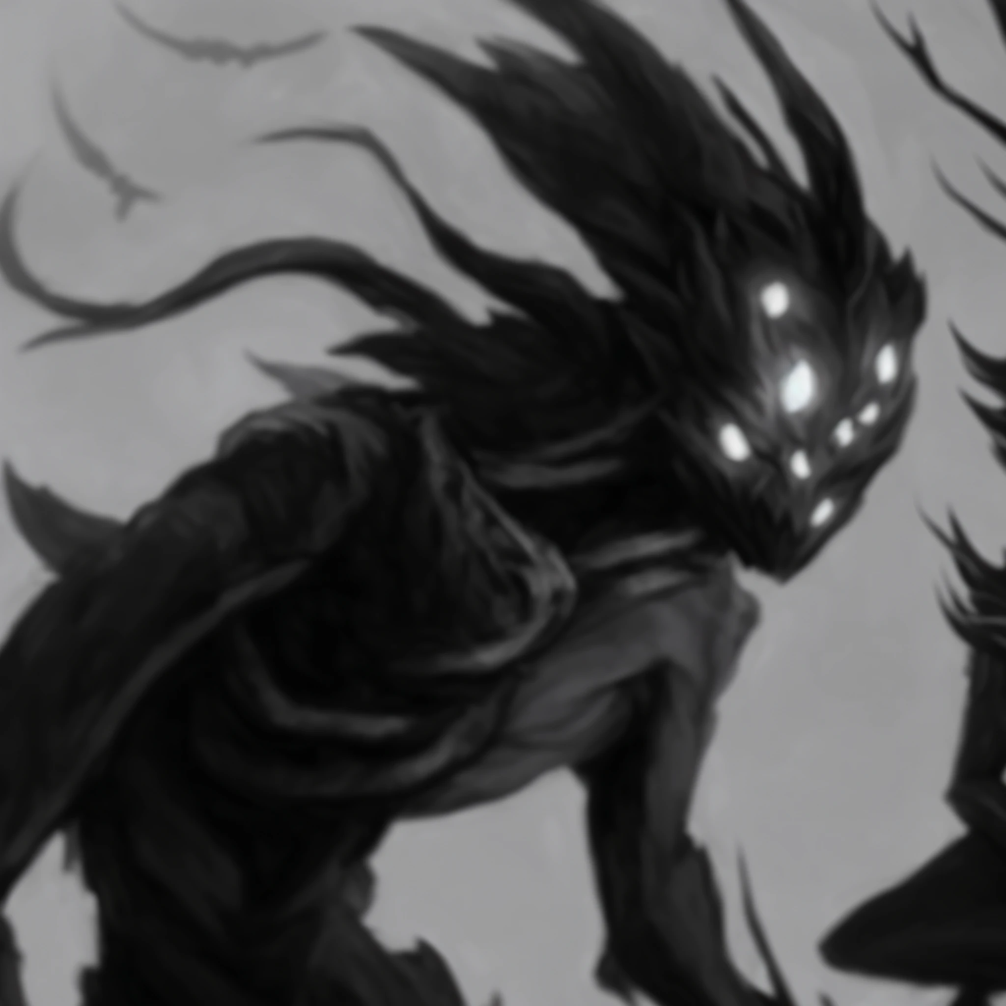 a close up of a person with a bird on a branch, shadowcreature, shadowy and eerie character, dark high-contrast concept art, chtulhu, dark entities, shadowy creatures, humanoid creature, penumbral shadowcreature, mysterious creature, Sinister creature, Hiding in the details, spirit fantasy concept art, monster concept art, demon soul concept art
