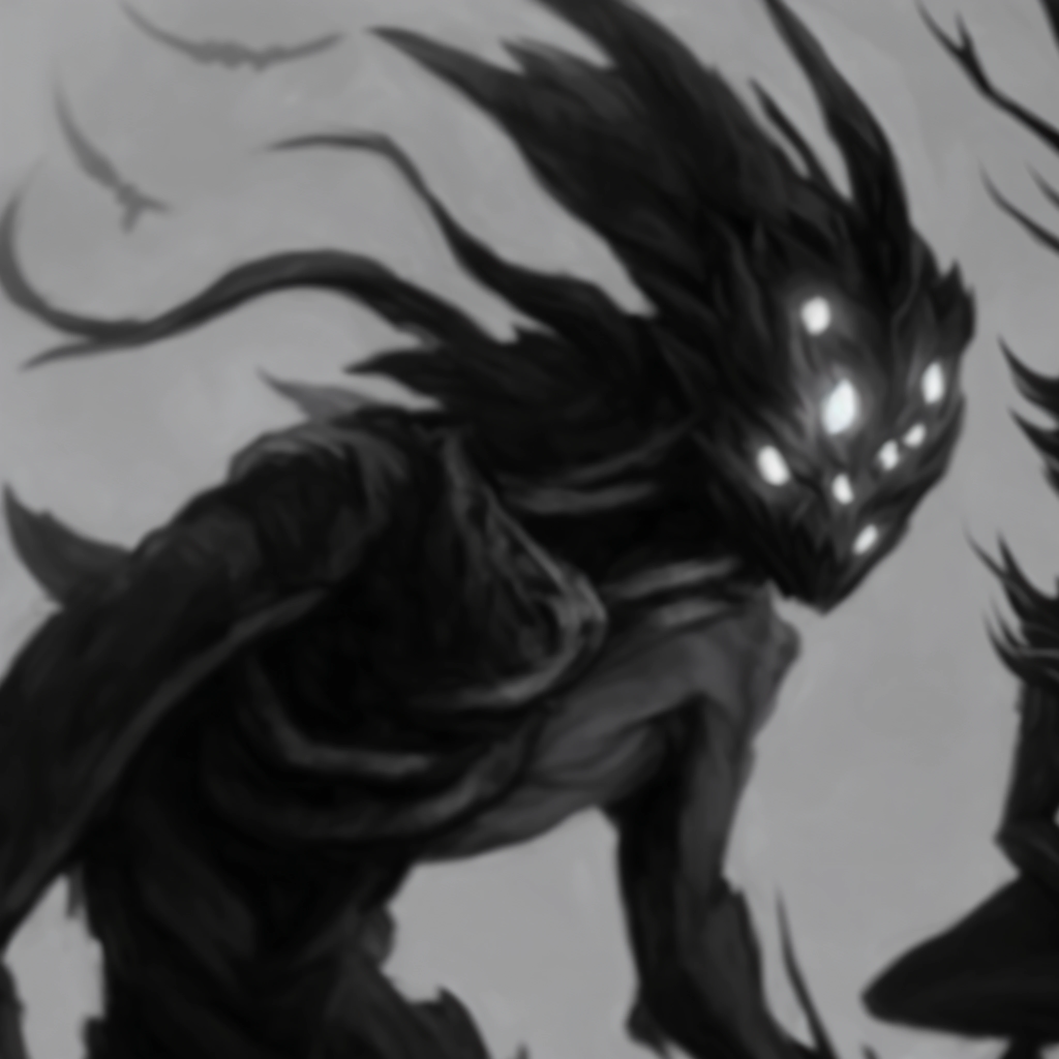 a close up of a person with a bird on a branch, shadowcreature, shadowy and eerie character, dark high-contrast concept art, chtulhu, dark entities, shadowy creatures, humanoid creature, penumbral shadowcreature, mysterious creature, Sinister creature, Hiding in the details, spirit fantasy concept art, monster concept art, demon soul concept art