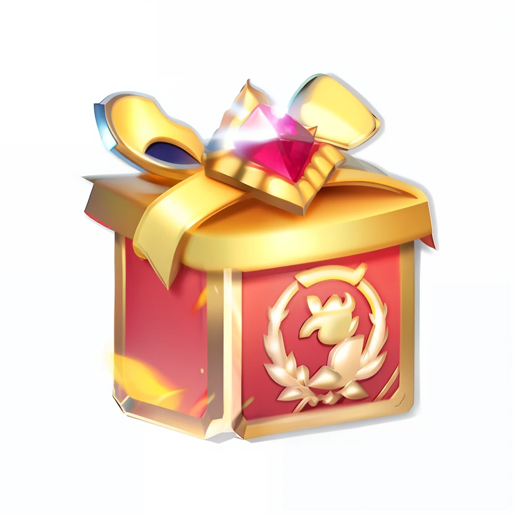 There is a small gift box，It has a gold bow on it, loot box, fanbox, Unknown, ability image, magic spell icon, random detail, magic item, emoii, author：Master of Han Chinese, masterpeice, keygen, league of legends inventory item, gifts, item art, presenting magic gem, video game item, gifts, 9K, 9 k