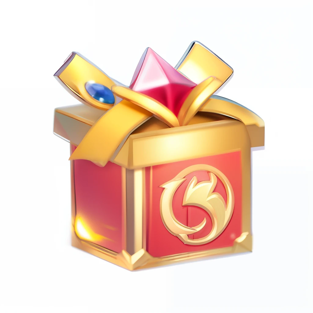 There is a small gift box,It has a gold bow on it, loot box, fanbox, Unknown, ability image, magic spell icon, random detail, magic item, emoii, author:Master of Han Chinese, masterpeice, keygen, league of legends inventory item, gifts, item art, presenting magic gem, video game item, gifts, 9K, 9 k