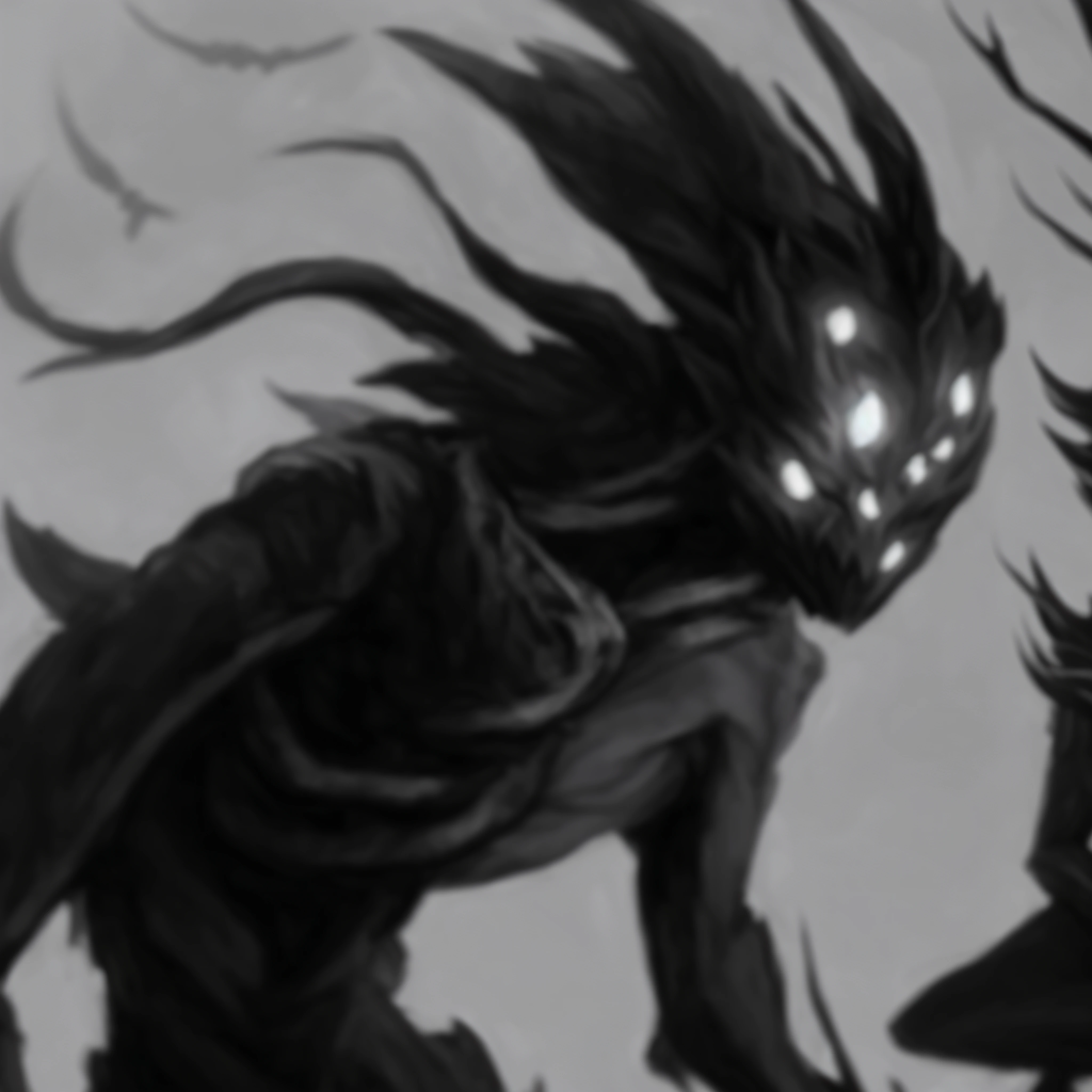 a close up of a person with a bird on a branch, shadowcreature, shadowy and eerie character, dark high-contrast concept art, chtulhu, dark entities, shadowy creatures, humanoid creature, penumbral shadowcreature, mysterious creature, Sinister creature, Hiding in the details, spirit fantasy concept art, monster concept art, demon soul concept art