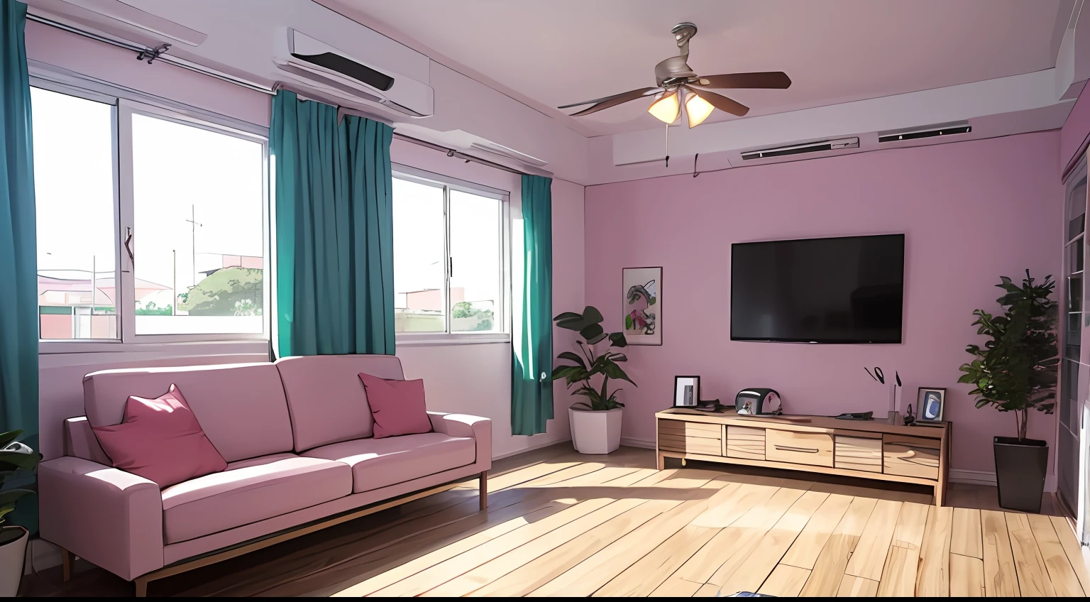 A SCENARIO FOR LOFI VIDEO, INTERIOR DA CASA , Pastel tones, ESTILO ANIME --auto