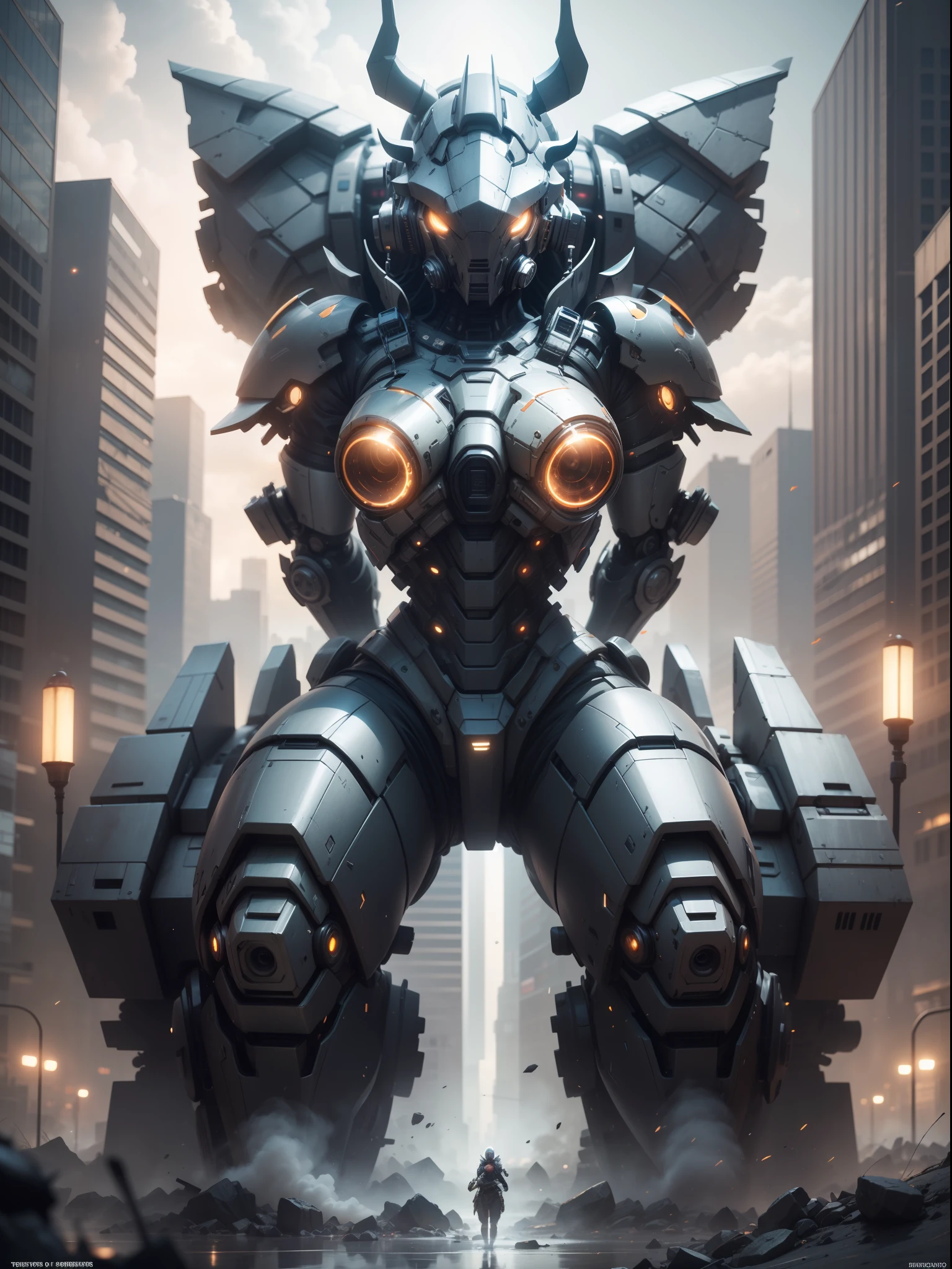 (((The girl sits on the shoulders of a huge rhino mech))),((Girl close-up strengthened)),(((ultra fine))),Shoot at 8K resolution,Gasoline liquid,,Lithography in intricate details,dongh(Light particles:1.2),(game concept:1.3),(deep of field:1.3),Global illumination,well detailed,Trends on ArtStation,Epic shooting,Cinematic lighting
