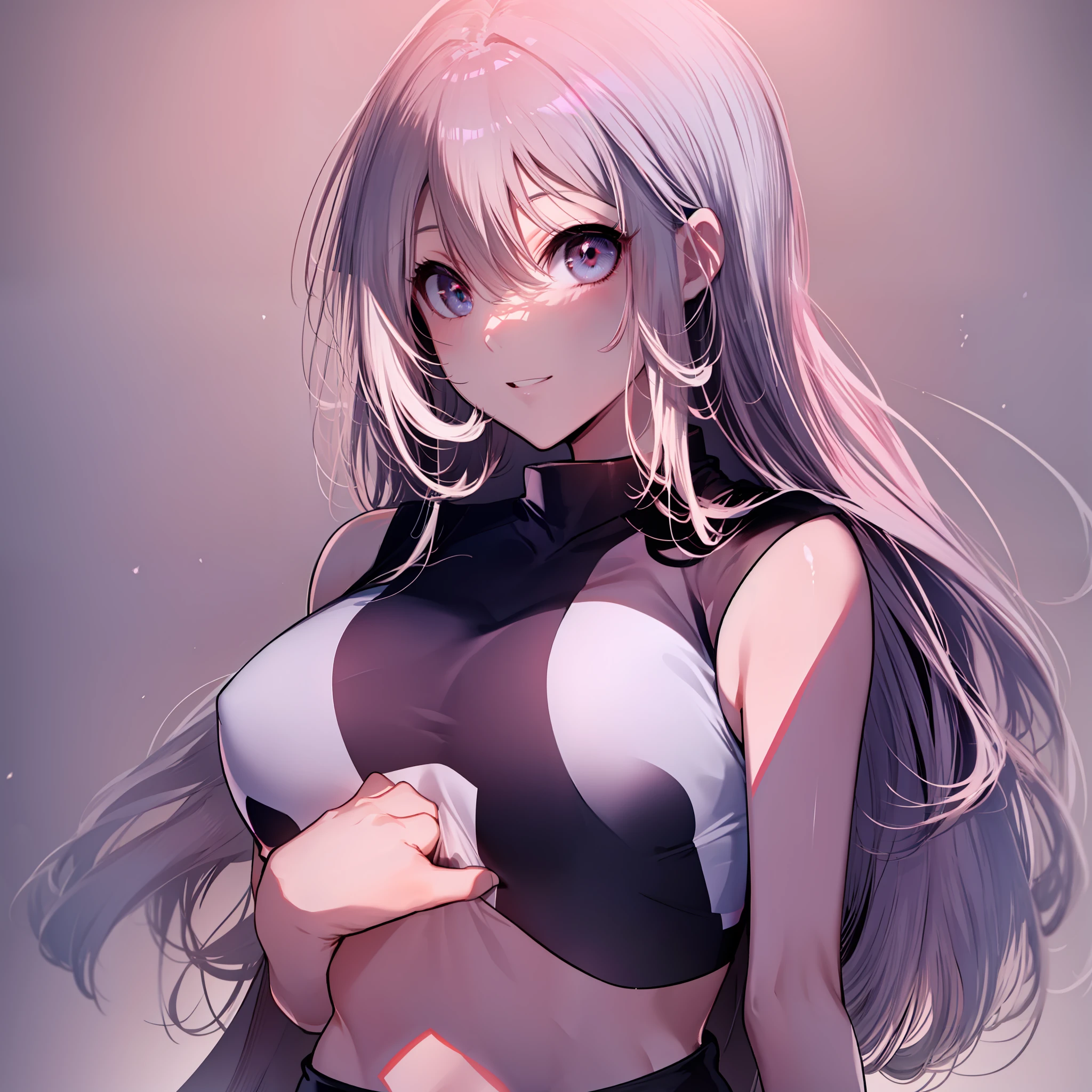 ((obra-prima)), ((melhor qualidade)), highres, kei1, 1girl, solo, olhos azuis, cabelo longo, (adolescente de  anos), (usa um uniforme de futebol venezuelano que se chama Vino tinto) , fita, franja, collar bone, cabelo grisalho, faixa de cabelo preta, neck ribbon, cabelo entre os olhos, middle breasts, tiro de cowboy, sorriso, (corpo completo detalhado), (corpo anatomicamente correto sem erros)