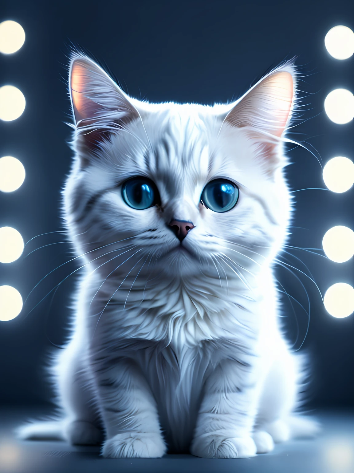 foto em close de um gatinho persa branco com olhos azuis pulando muito fofo na sala, soft volumetric lights (retroiluminação: 1.3), (kinematics: 1.2), detalhes intrincados (ArtStation: 1.3), Rutkowski