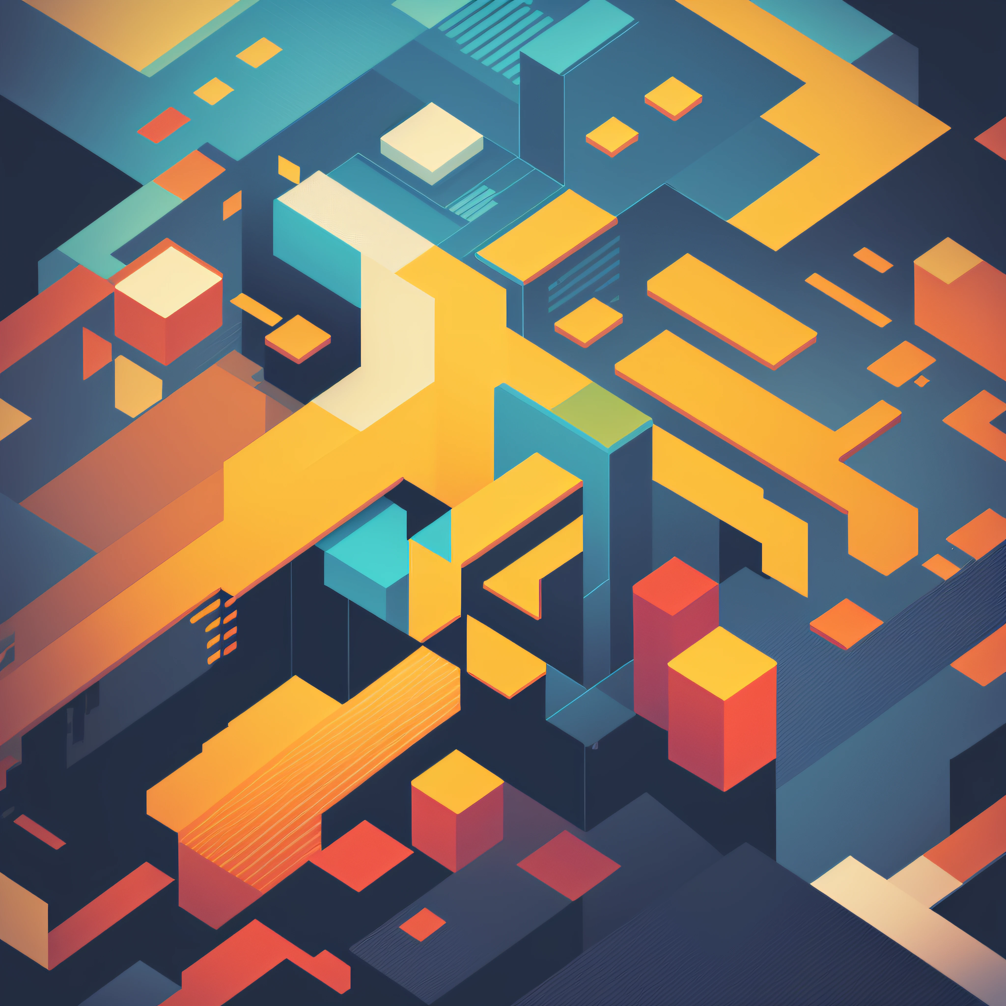 Create an abstract pixel pattern, with vibrant colors and interesting geometric shapes. Experiment with different pixel sizes and layouts to get a visually appealing result --auto