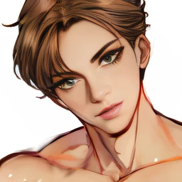 Close-up of a man with brown hair and green eyes, animesexy, Delicate androgynous prince, half body portrait, halfbody headshot, beautiful androgynous prince, male art, semi-, Lean muscles, The depiction of the character's face is excellent, The background is simple and natural, The picture is very beautiful, Neutral beauty, high qulity, fine detailed, Bright light, Anime style,Semi-realistic