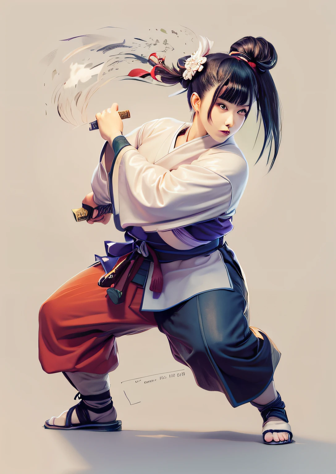 a close up of a person holding a sword in a pose, fighting game character, shikanosuke yagaki, katana zero video game character, kunoichi, inspired by Tōshūsai Sharaku, tsurumaki kazuya, tsuruta kenji, miyamoto musashi, akiyuki shinbou