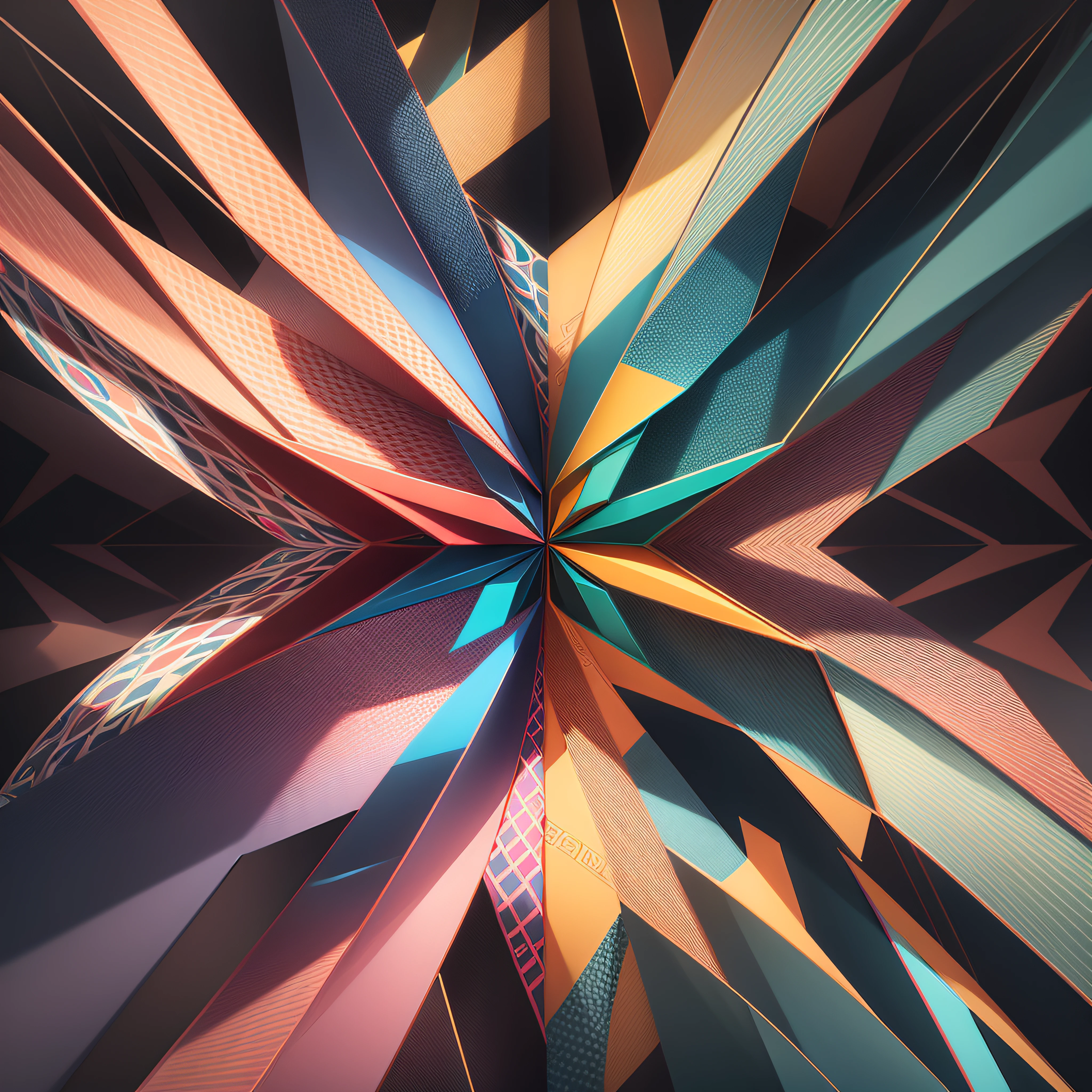 Create an abstract pixel pattern, with vibrant colors and interesting geometric shapes. Experiment with different pixel sizes and layouts to get a visually appealing result --auto