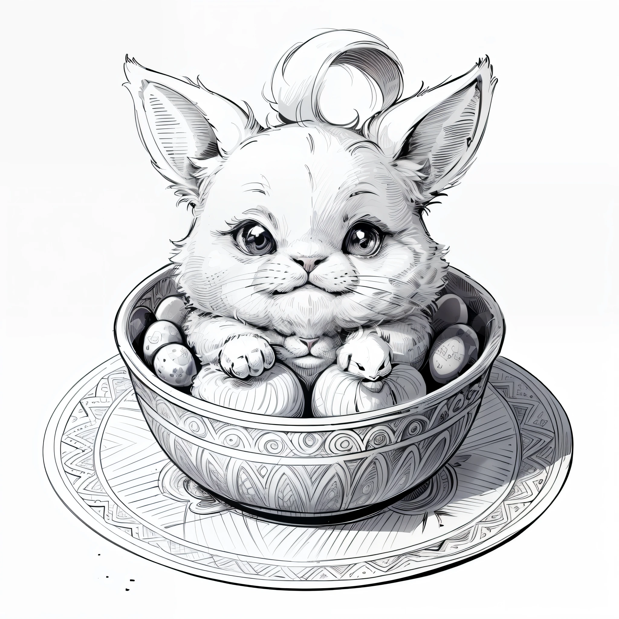simple line art for a childrens secular Easter coloring book page. white background --auto