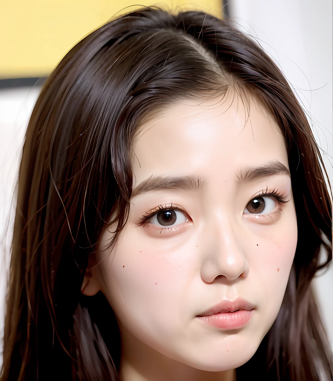 Square round face,big eyes,Double eyelid,midi hair,Small upturned nose,Cutes