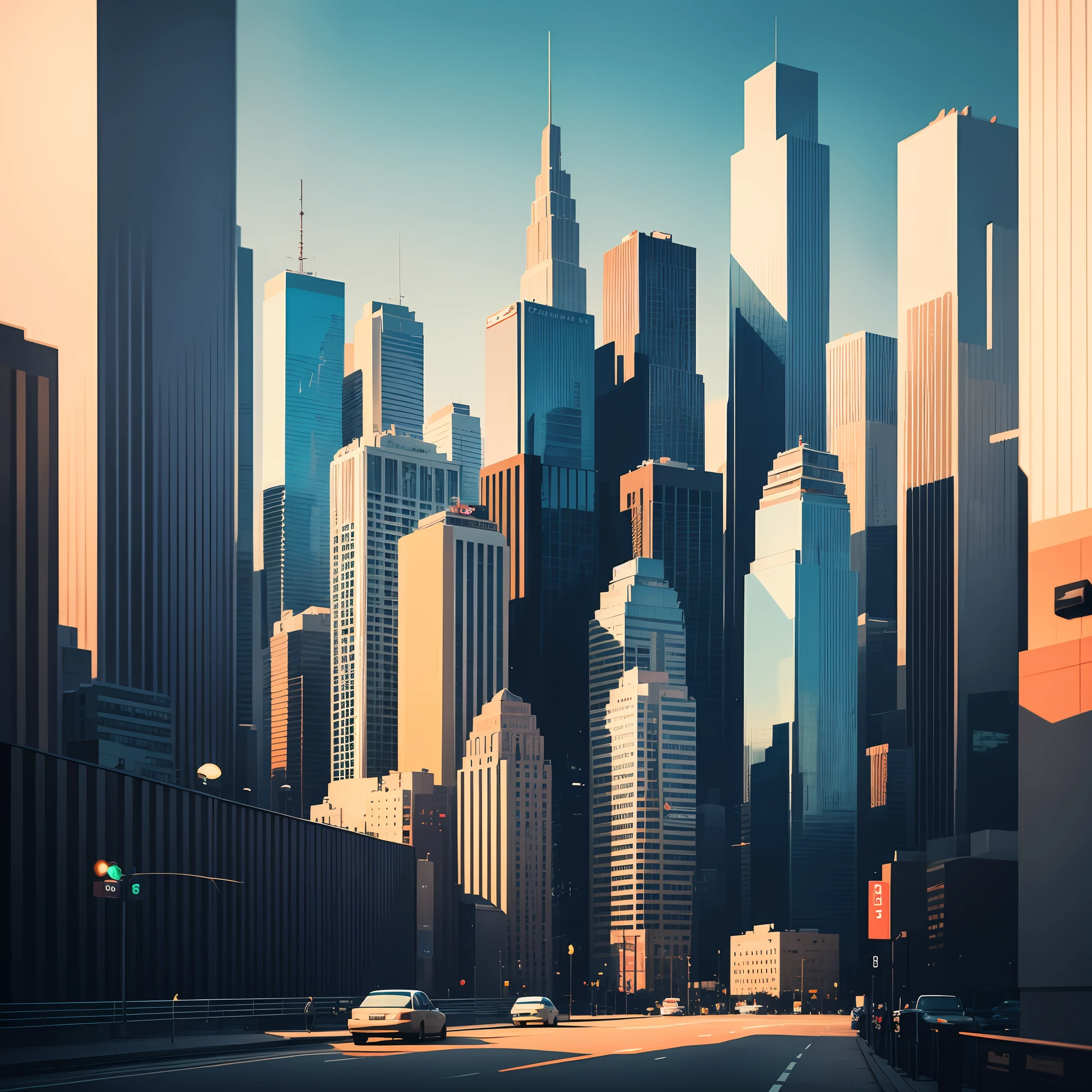 Produce a pop art-inspired illustration of a city skyline, combining elements of retro and contemporary design to create a dynamic and visually engaging image,ar 2:3 --auto