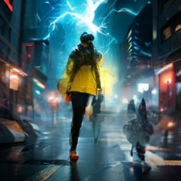 tom cruise, loish, jeremy mann, full body shot, character sheet, lightningwave, 3d, cgi, glowing neon, cyberpunk, streetwear outfit, ☂️, neon city --auto --s2