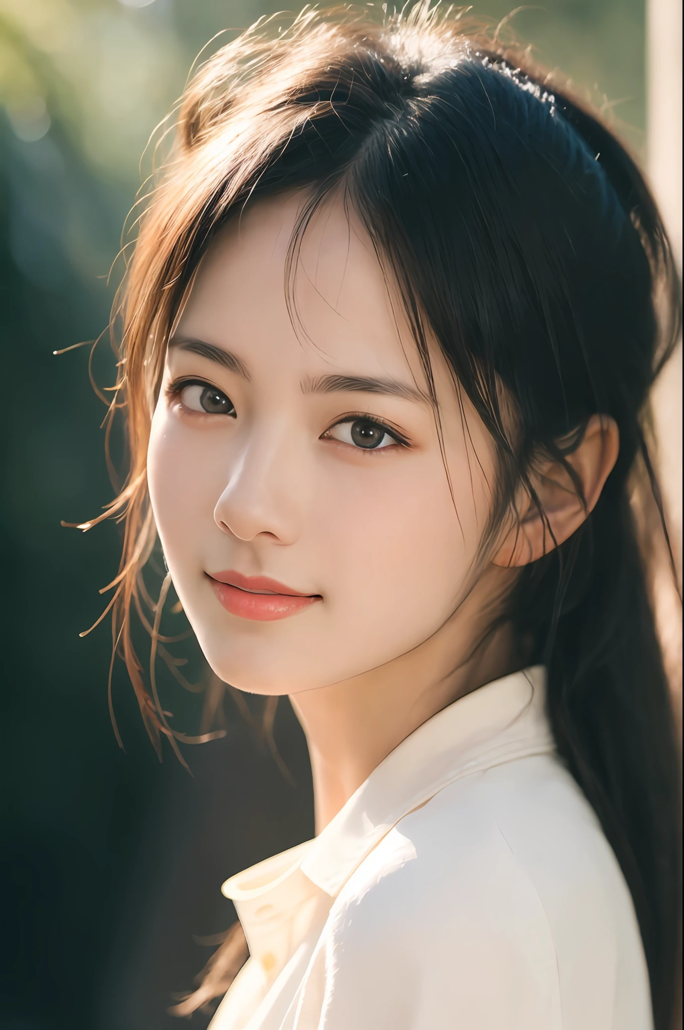 from side fashion photography portrait of 1girl , smile, (looking at viewer:1.2), school uniform,
soft light, rim light, beautiful shadow, low key, (photorealistic, raw photo:1.2), (natural skin texture, realistic eye and face details), hyperrealism, ultra high res, 4K, Best quality, masterpiece, (cleavage:0.8), in the dark