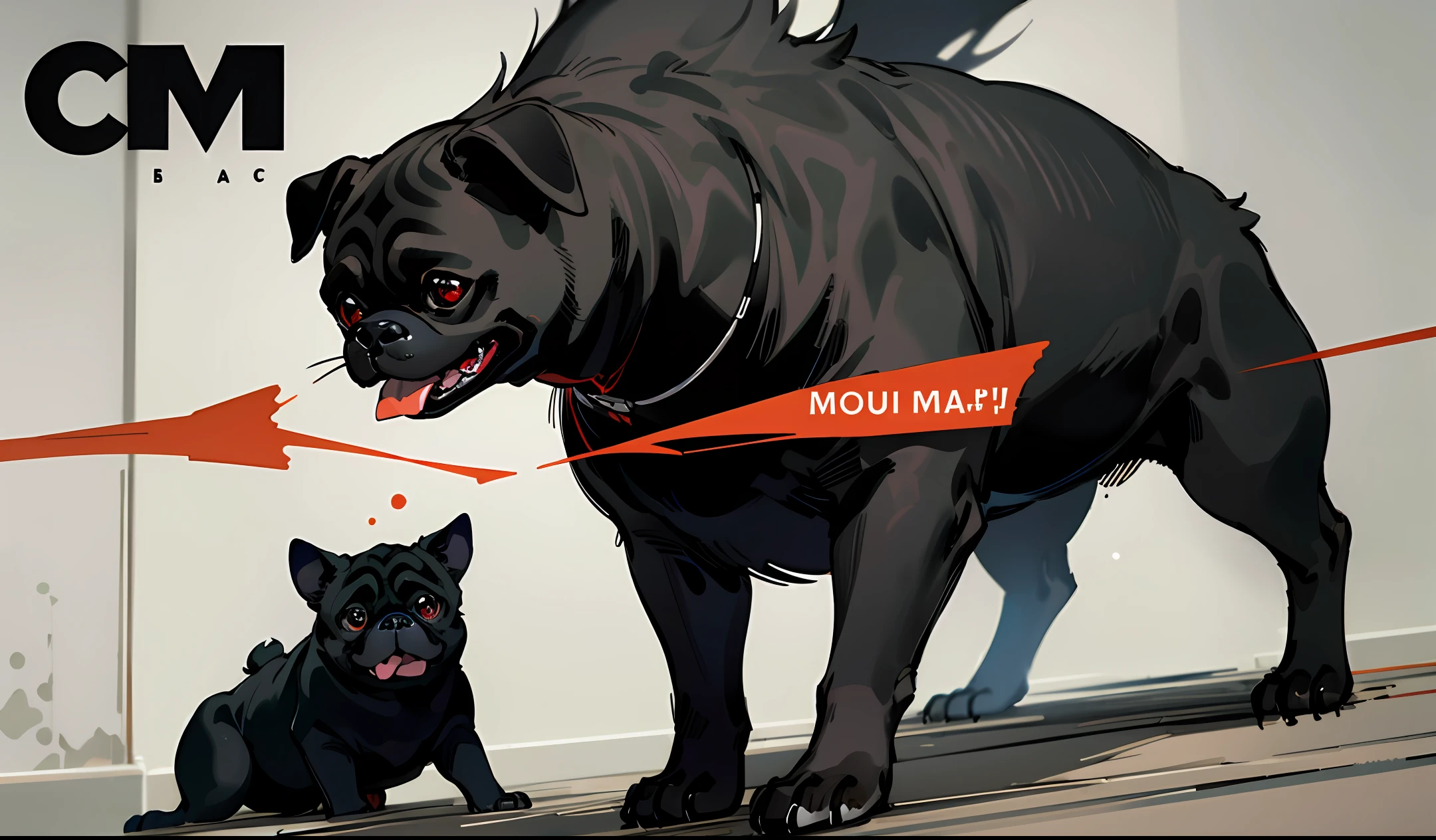 The image of a black Pug and with the message " My Owner is Getting Ready, com o background em branco e as letras em preto