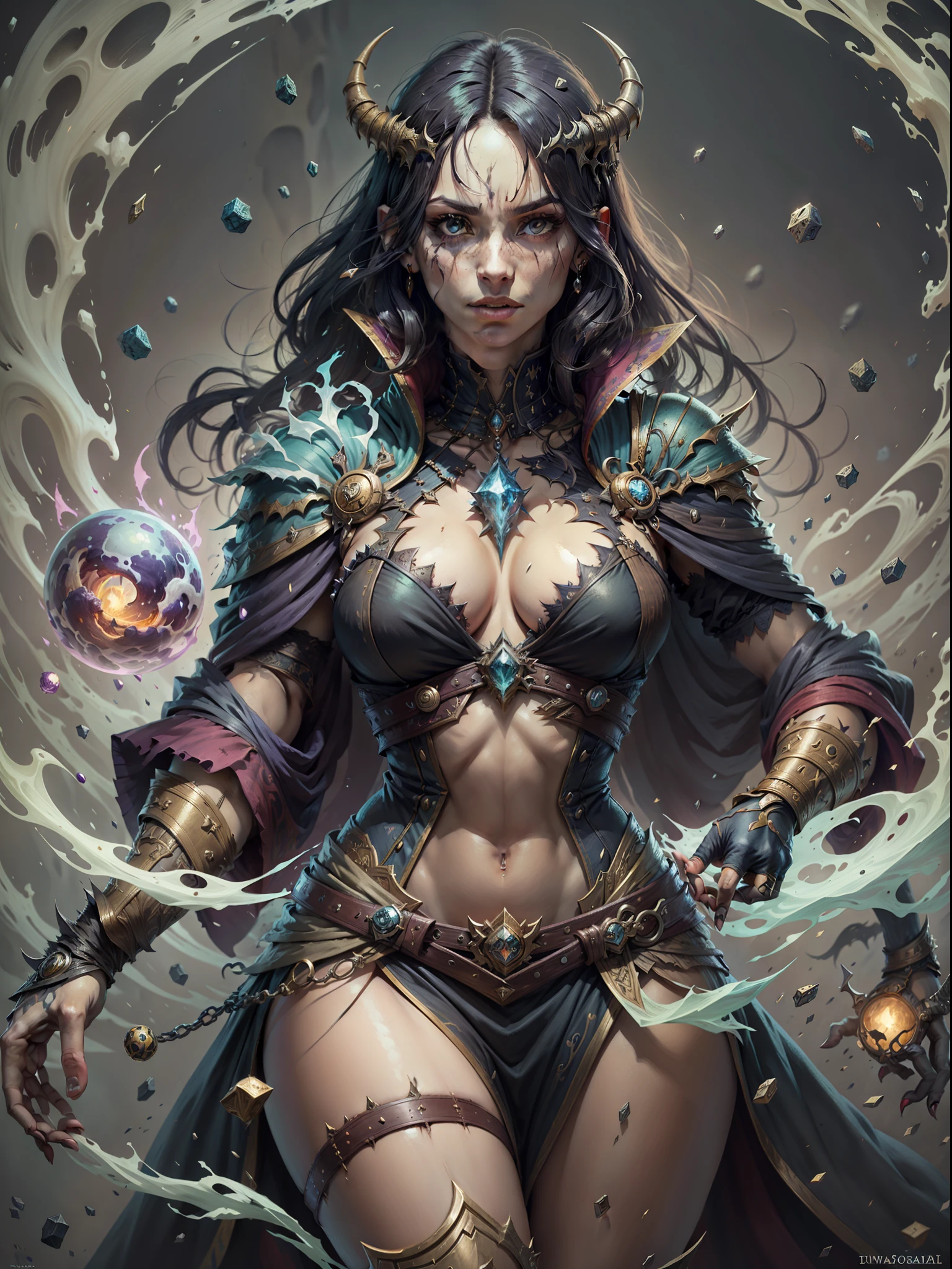 Imagem de uma mulher vestida com uma fantasia de bruxa segurando uma varinha, maga feminina de fantasia sombria, Retrato completo do elementalista, dark sorceress full view, feiticeira bonita, uma bela feiticeira, mago feminino, personagem bruxa escura, Arte do Jogo de Cartas de Fantasia, feiticeira, Retrato de um mago feminino, Mago Celestial Lindo