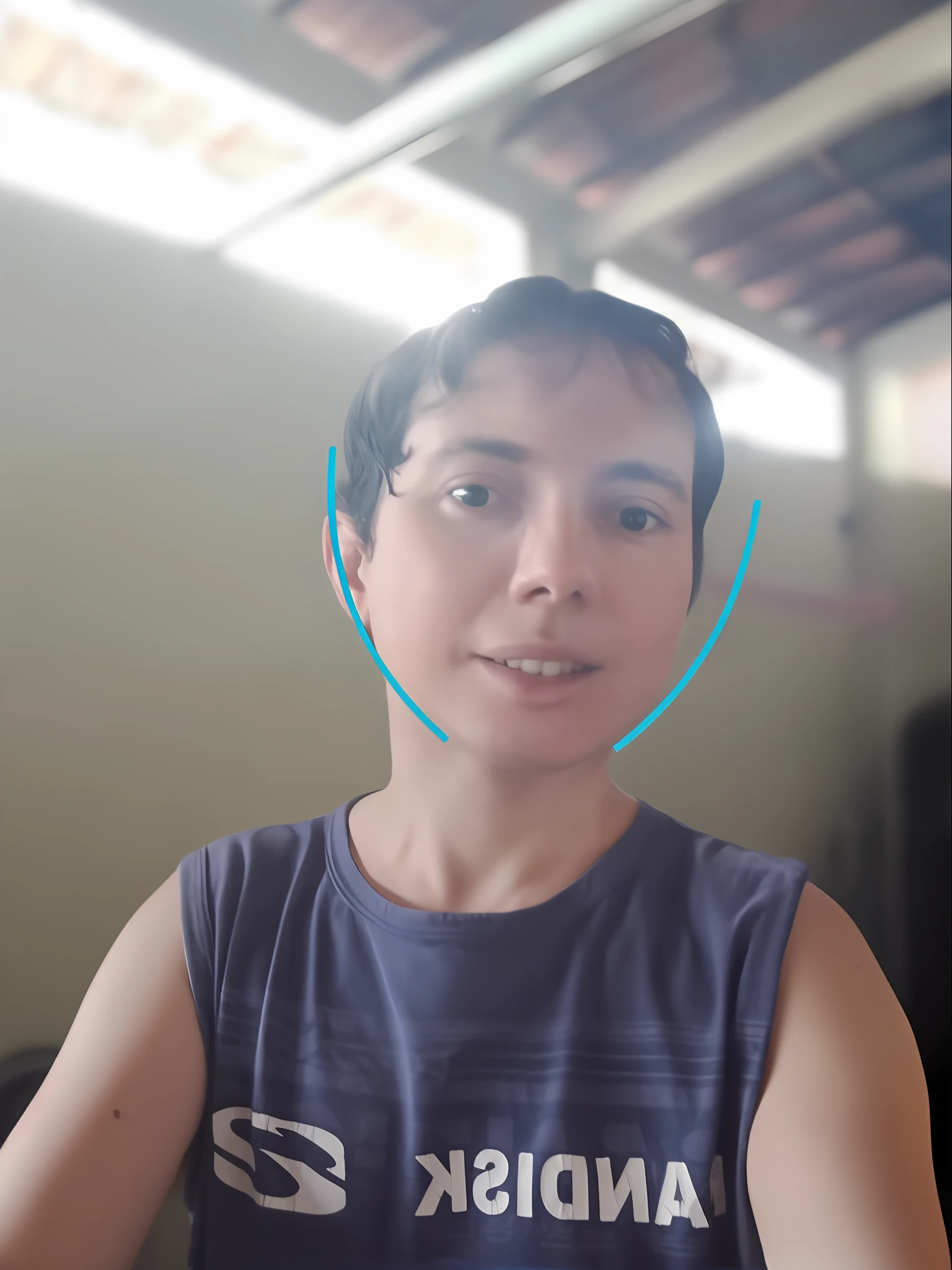 Take out the 2 blue strokes, tire o risco azul
