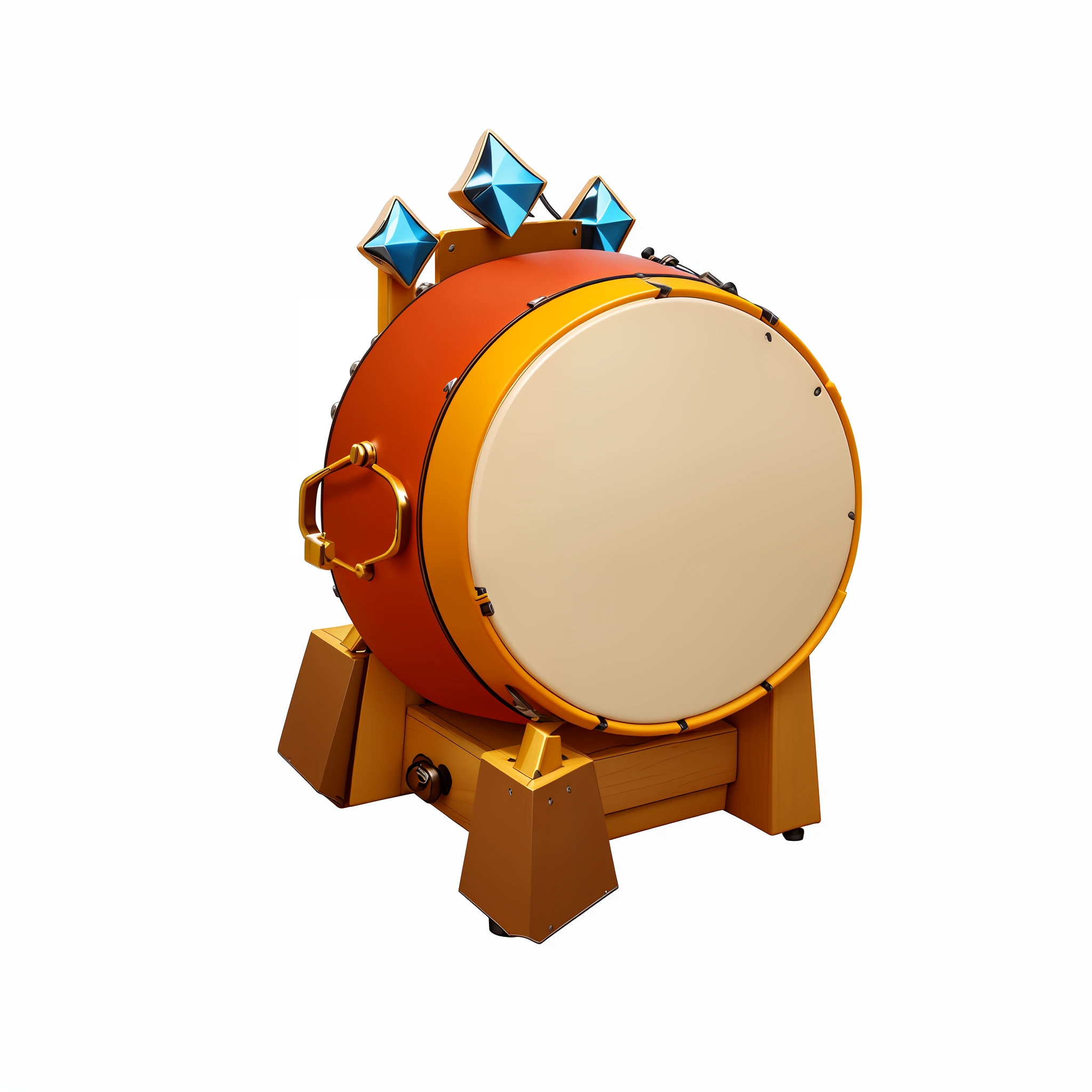 there is a small toy that is sitting on a stand, 3 d icon for mobile game, bass drum, game assets, rpg item render, mobile game asset, Drums, toon boom render, gong, rpg game item, barrel chested, game icon stylized, game icon asset, rpg item, tamborine, item art, instrument, congas